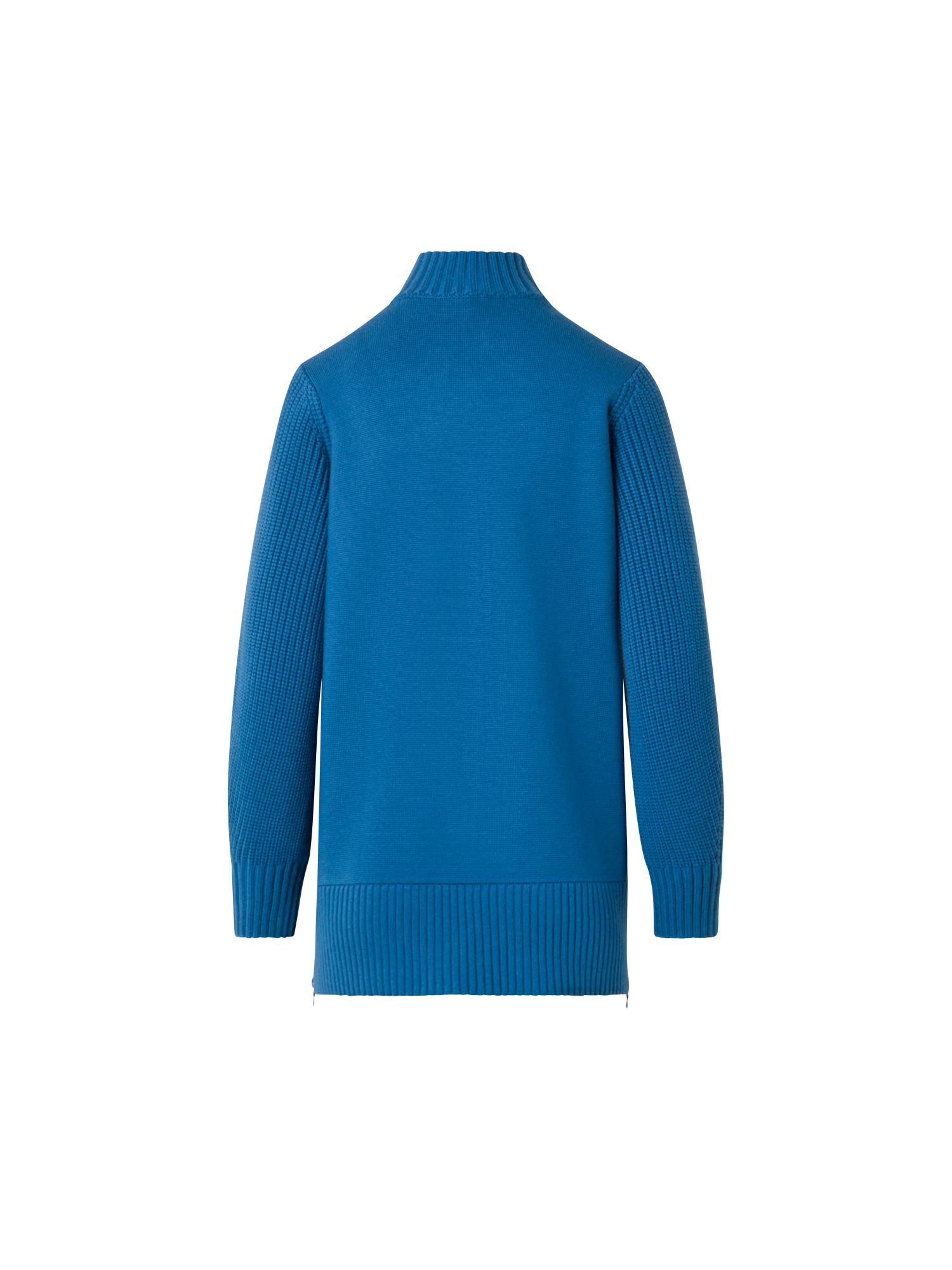 Designer Langer Merino-Cardigan mit Chunky-Strickärmel - Blau