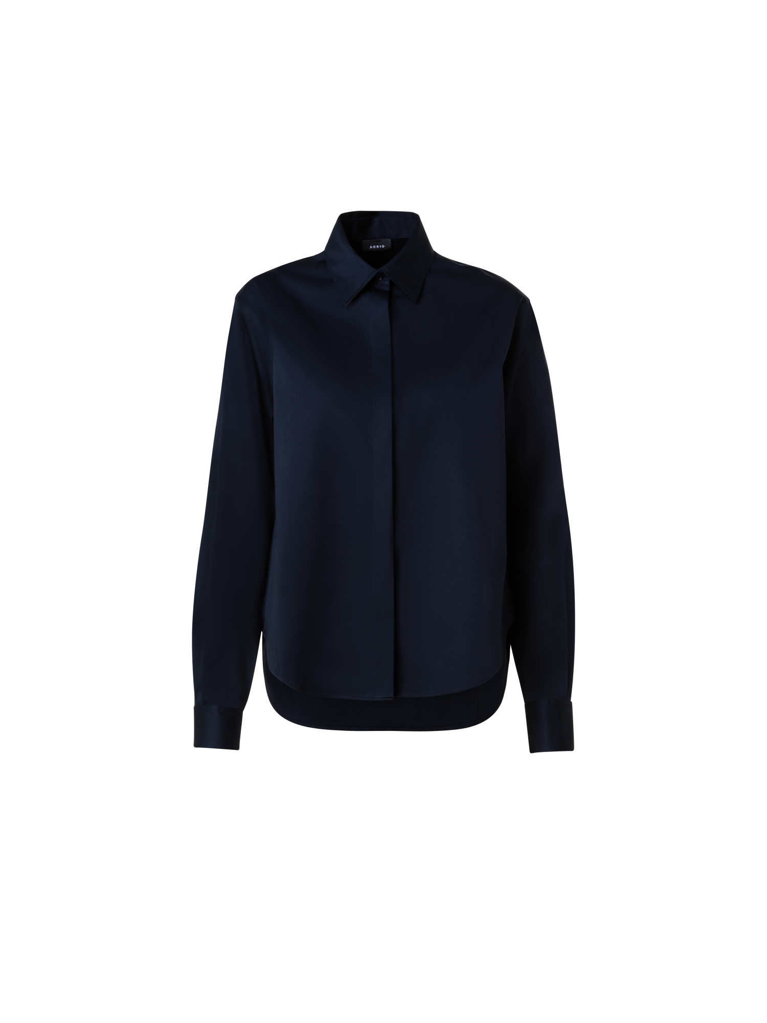 Designer Bluse aus Baumwoll-Gabardine - Dunkelblau - Blau