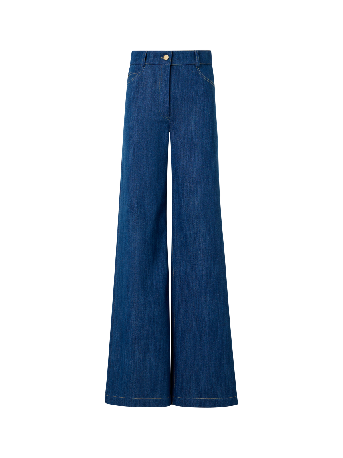 Designer Cooper Wide Leg Hose aus Stretch-Baumwolldenim - Dunkelblau - Blau