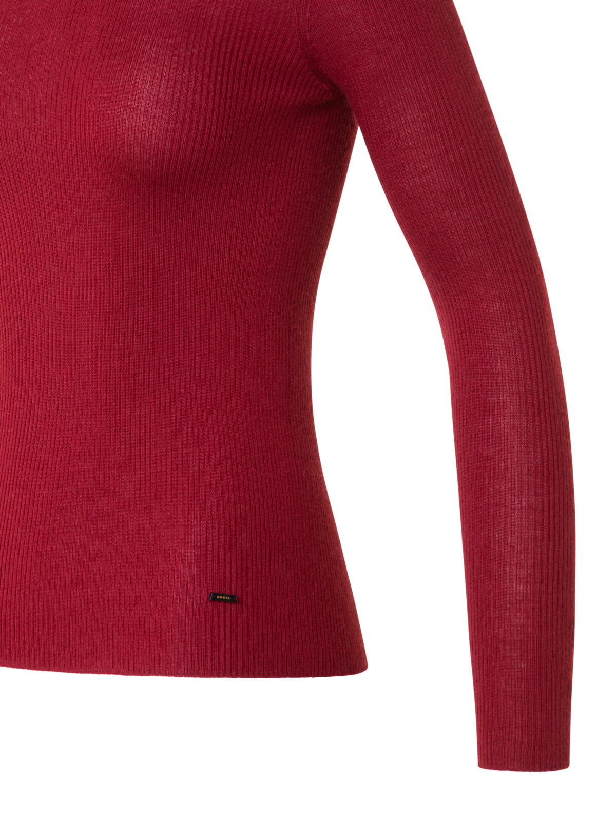 Designer Feinripp-Pullover aus Kaschmirseide mit Stehkragen - Rot