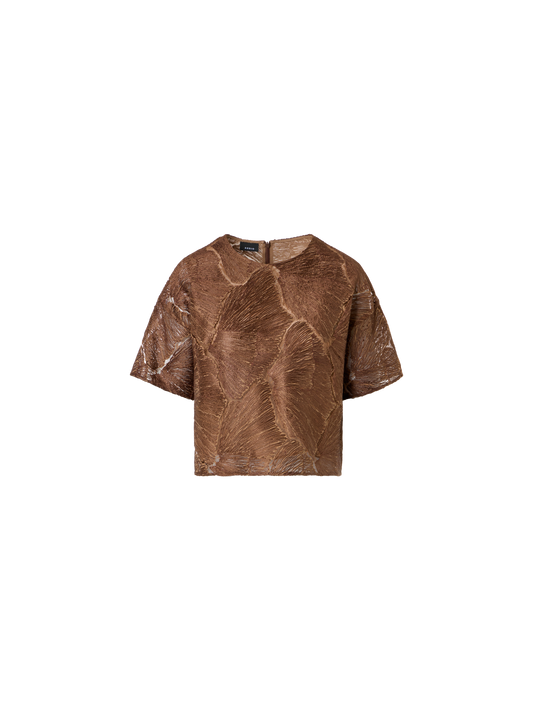 Designer Lackierte Kurzbluse aus Fächerspitze