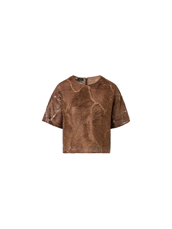 Designer Lackierte Kurzbluse aus Fächerspitze