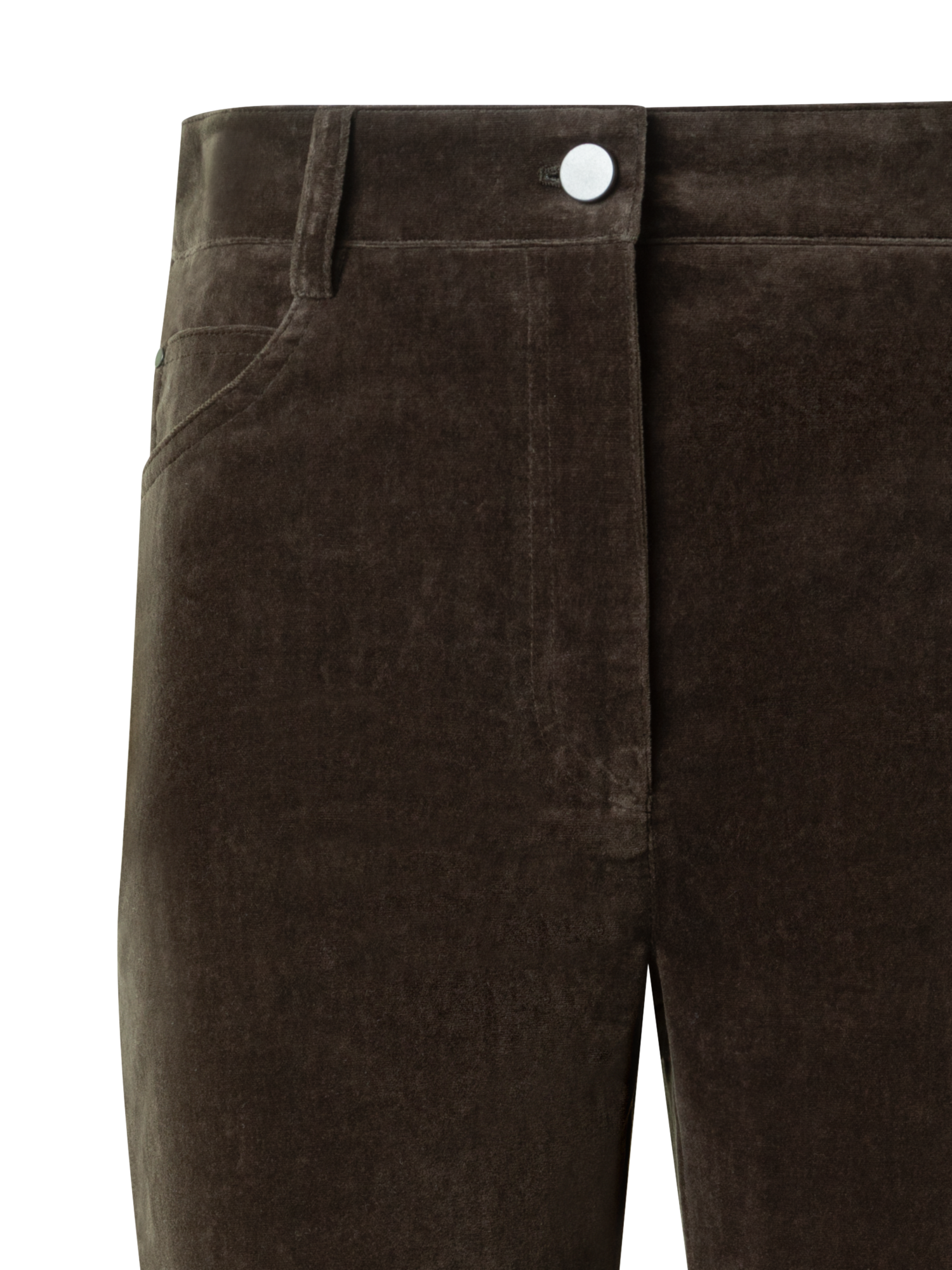 Designer Verkürzte Stretch Baumwollsamt Schlaghose - Braun