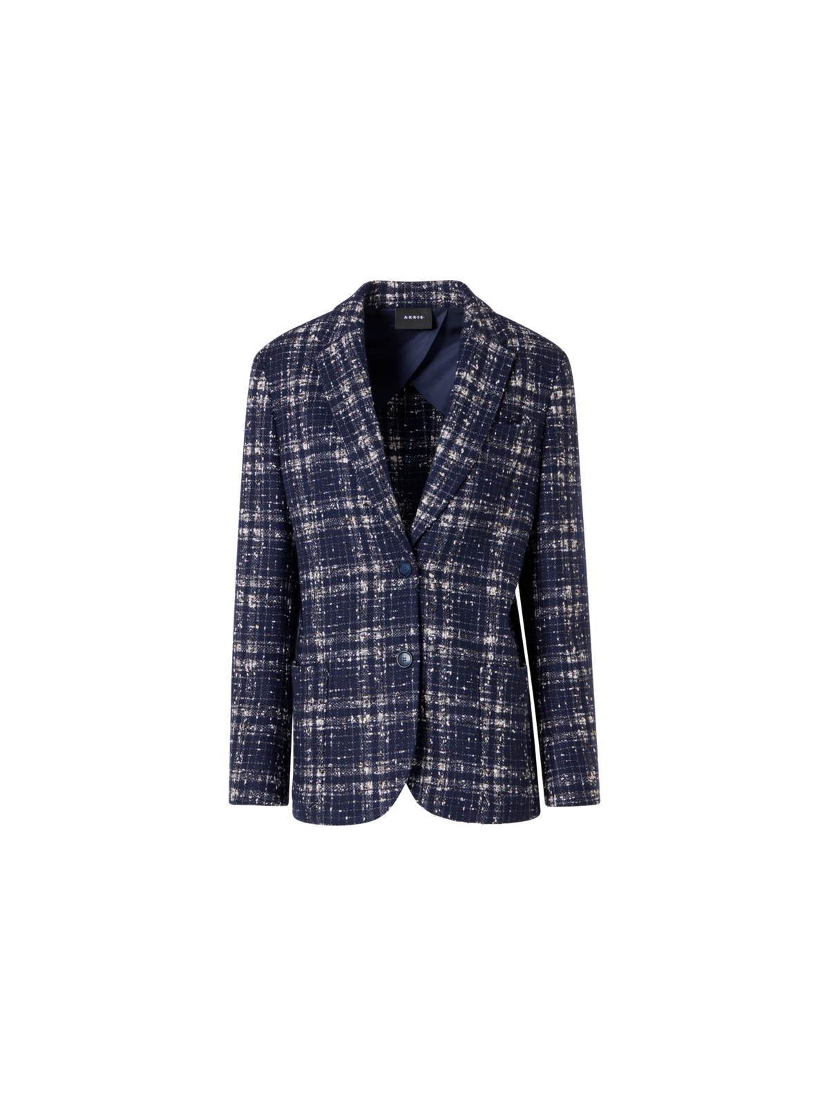 Designer Kora Jacke aus Woll-Viskose-Tweed - Blau