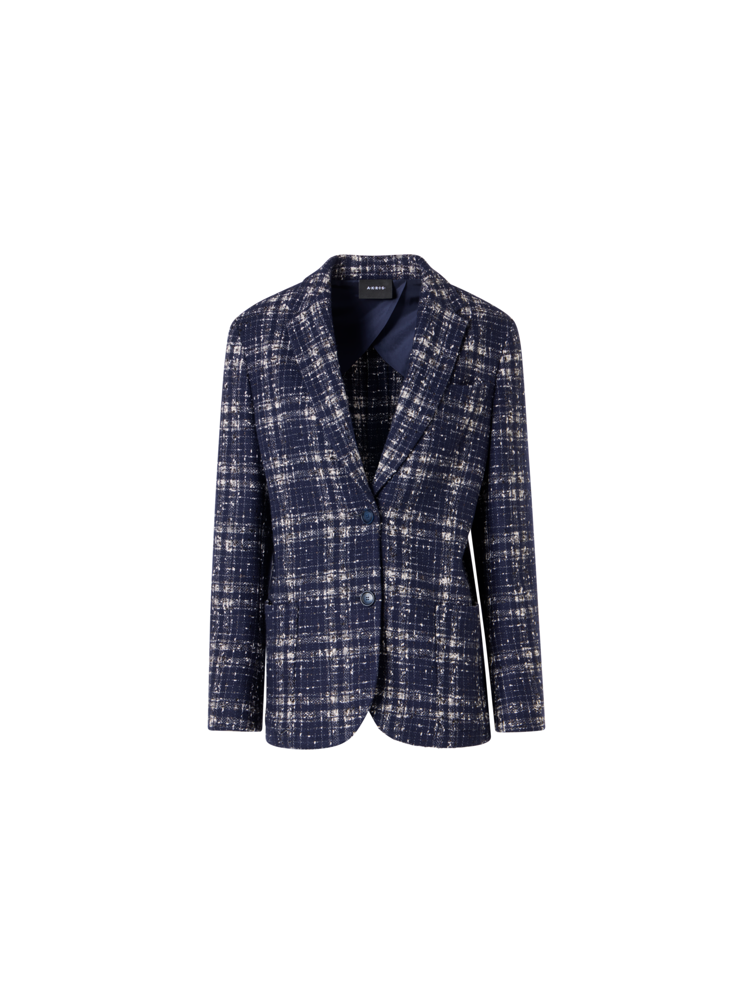 Designer Kora Jacke aus Woll-Viskose-Tweed - Blau