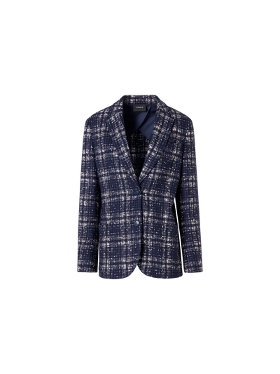 Designer Kora Jacke aus Woll-Viskose-Tweed - Blau