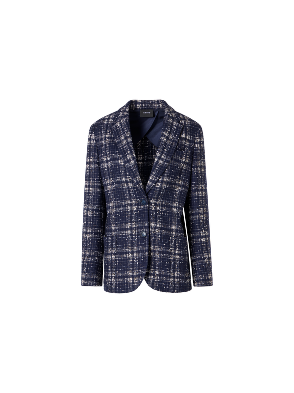Designer Kora Jacke aus Woll-Viskose-Tweed - Blau