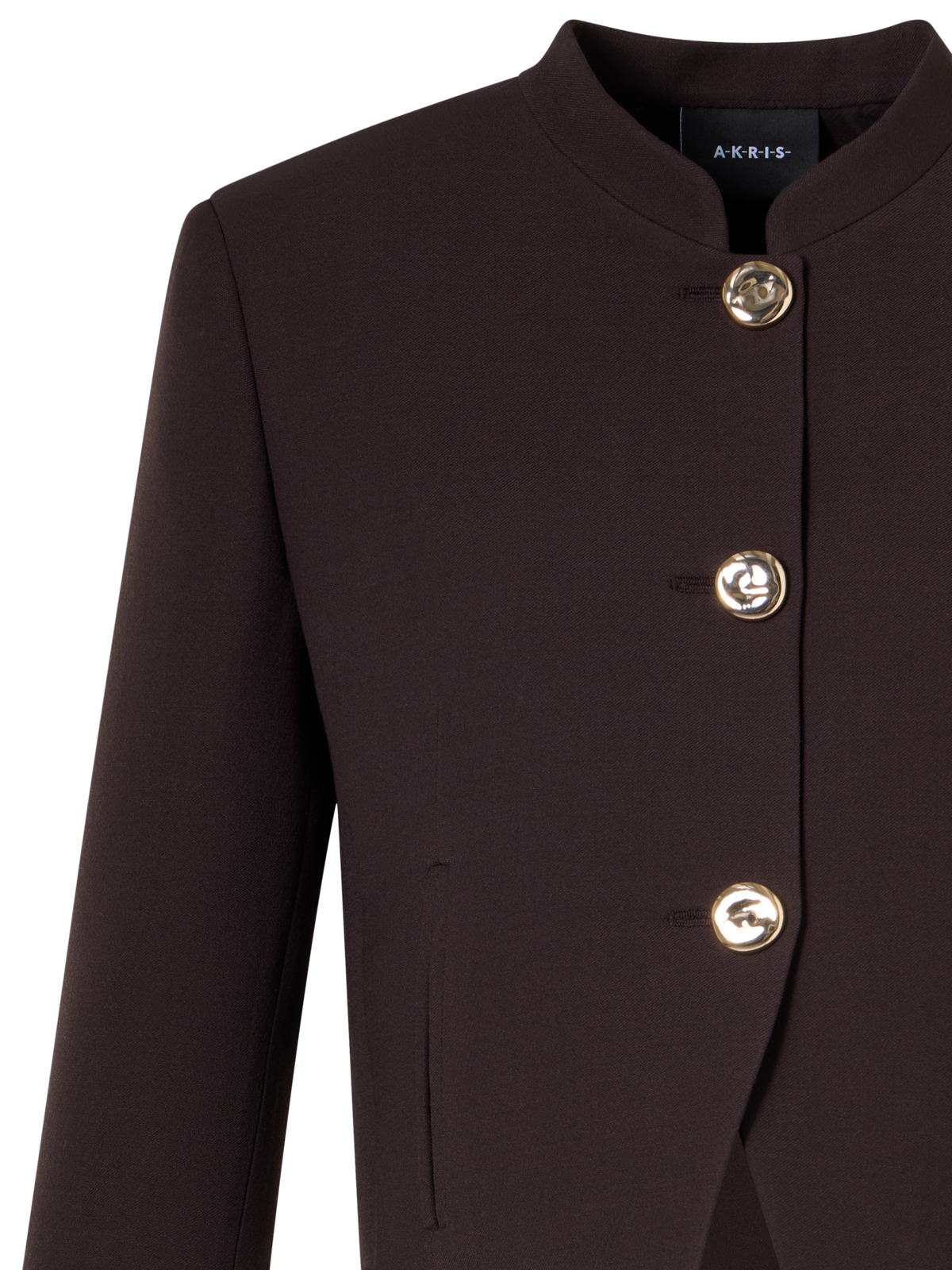 Designer Kurze Woll-Double-Face Jacke mit Goldknöpfen - Braun