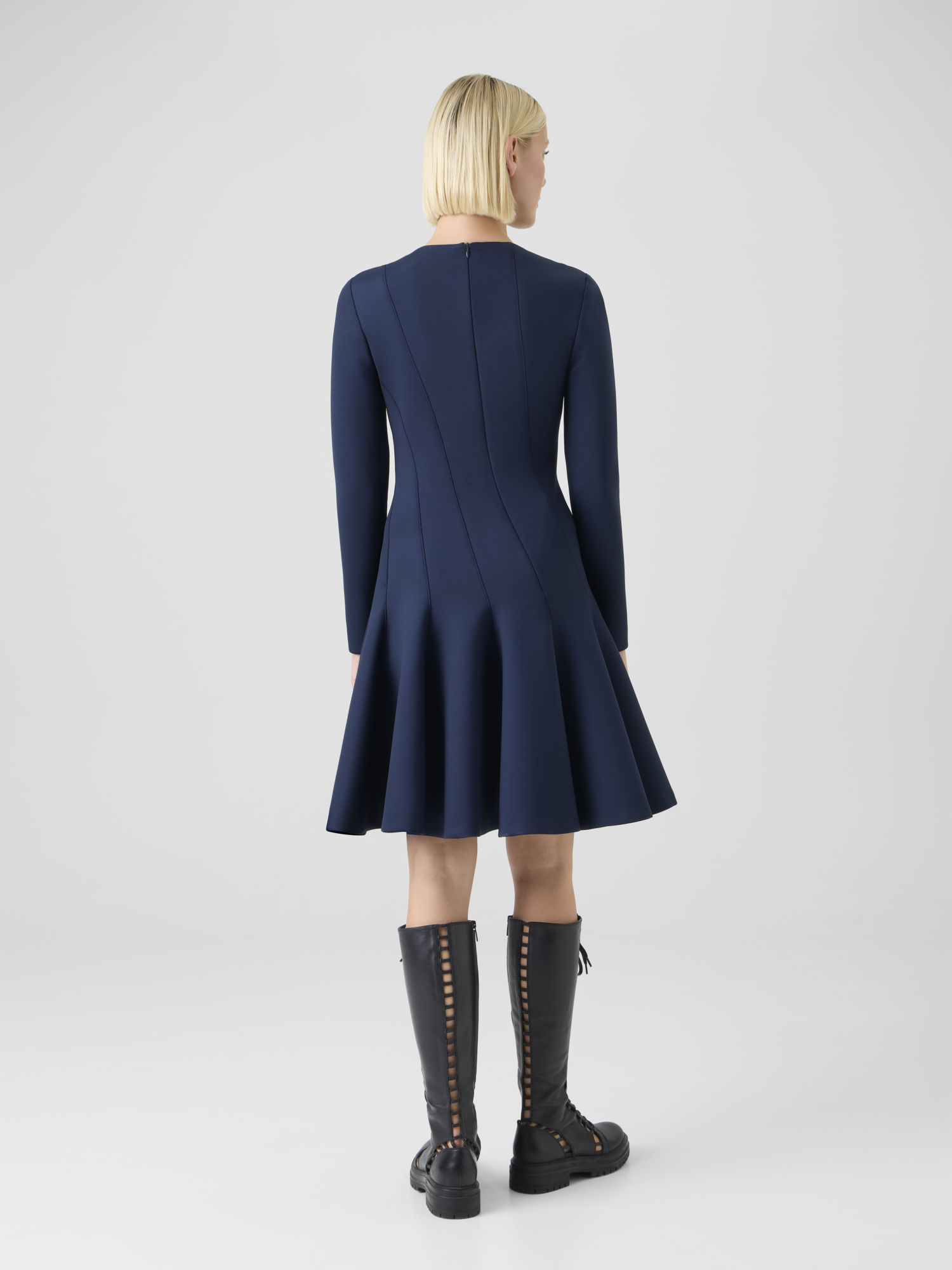 Designer Fit-and-Flare-Techno-Neoprenkleid - Blau 