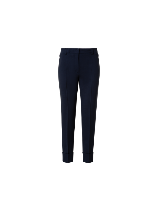 Designer Tapered Hose aus Woll-Doubleface - Dunkelblau - Blau