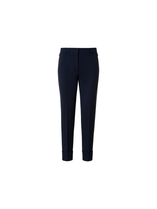 Designer Tapered Hose aus Woll-Doubleface - Dunkelblau - Blau