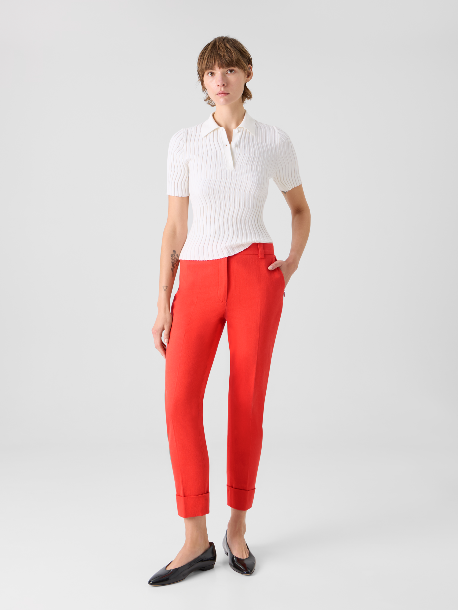 Designer Maxima tapered Hose aus Baumwolldenim - Rot 