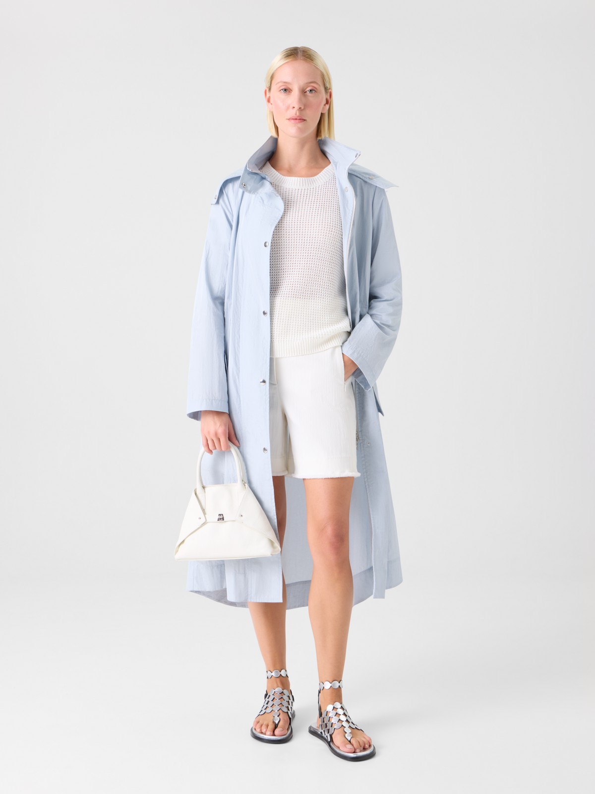Designer Wasserabweisender leichter Midi-Parka - Blau