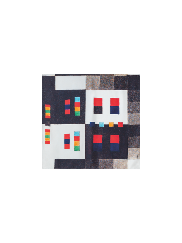 Designer Schal aus Seide mit Colorama Druck - Bunt