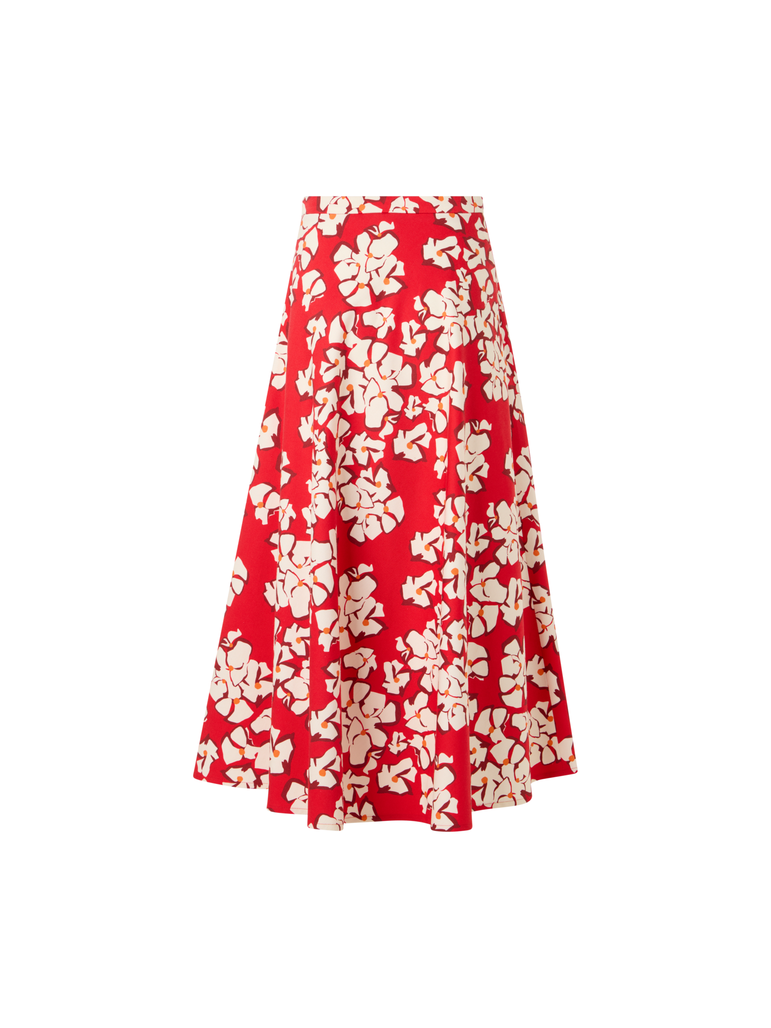 Designer Ausgestellter Midi-Rock mit Papercut Flower Print - Rot