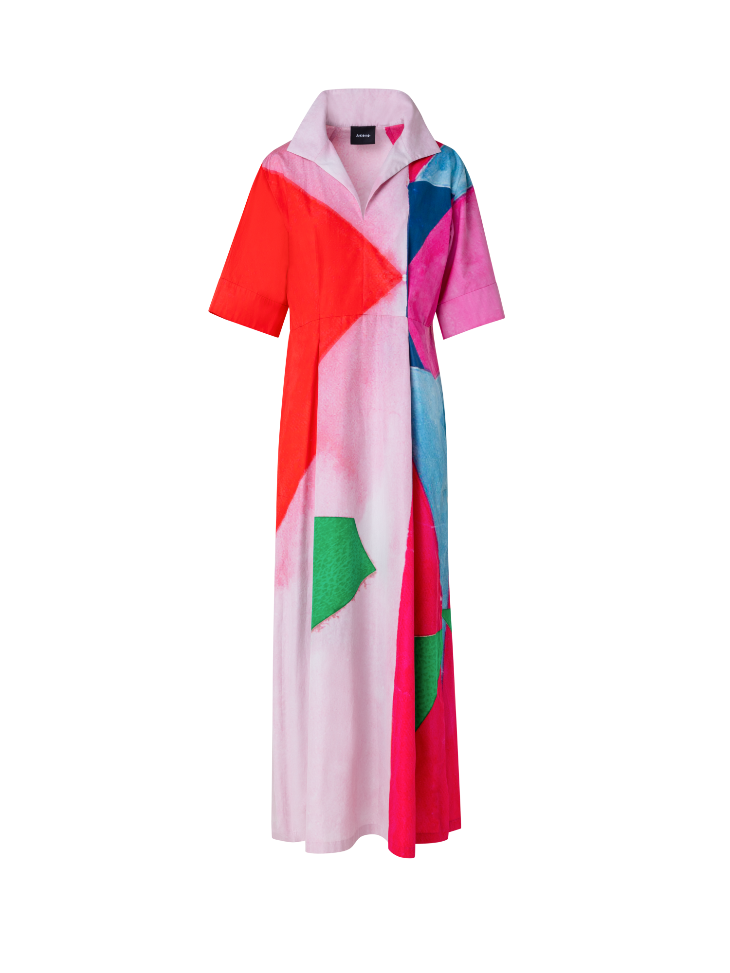 Designer Langes Hemdblusenkleid mit Spectra Druck - Bunt