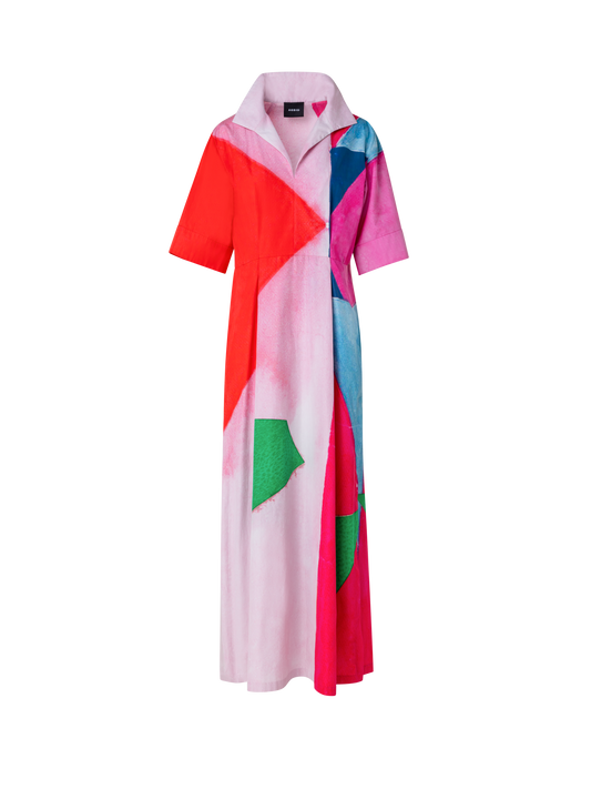 Designer Langes Hemdblusenkleid mit Spectra Druck - Bunt