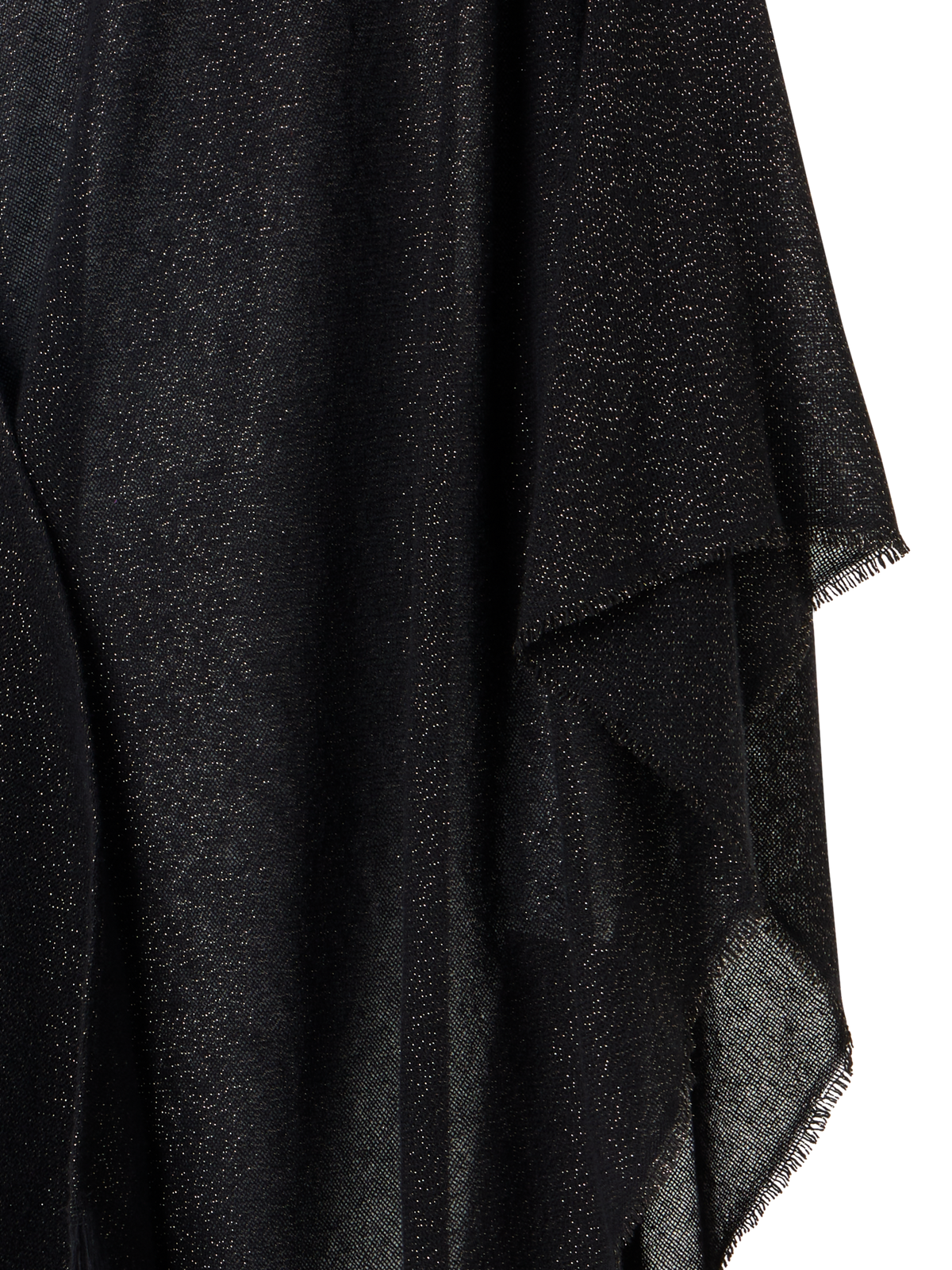 Designer Cape-Schal aus Wolle-Kaschmir mit Lurex und Fransen - Bunt - Gold - Schwarz