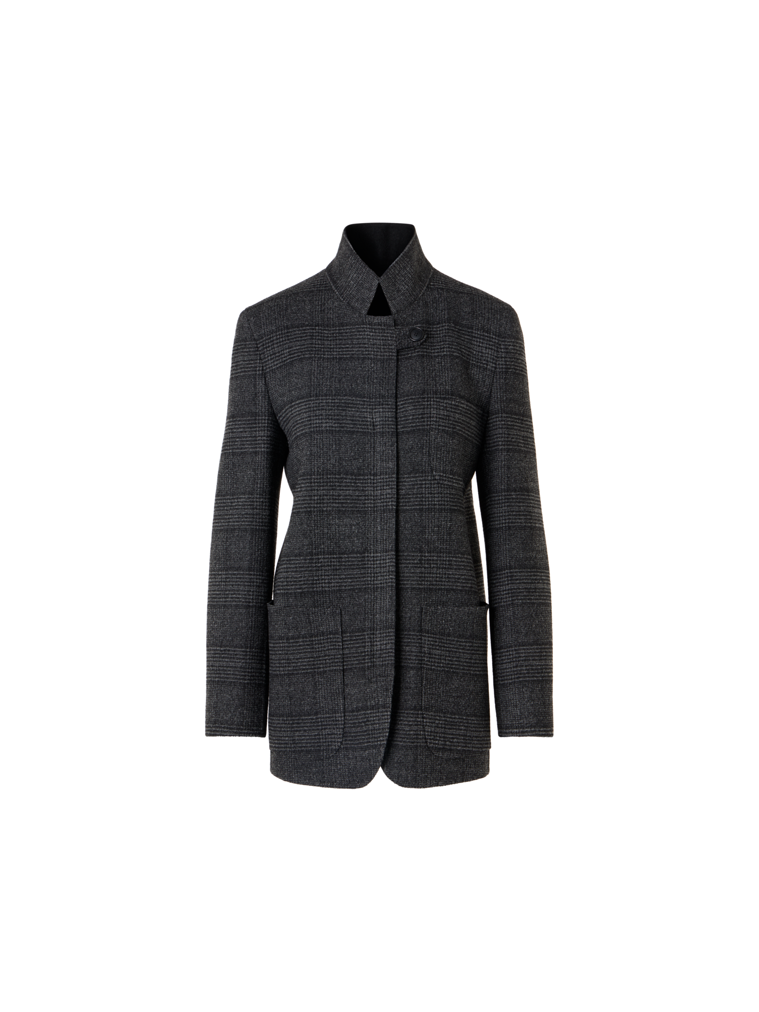Designer Cardigan-Jacke aus Woll-Double-Face mit Glencheck - Grau - Bunt - Schwarz