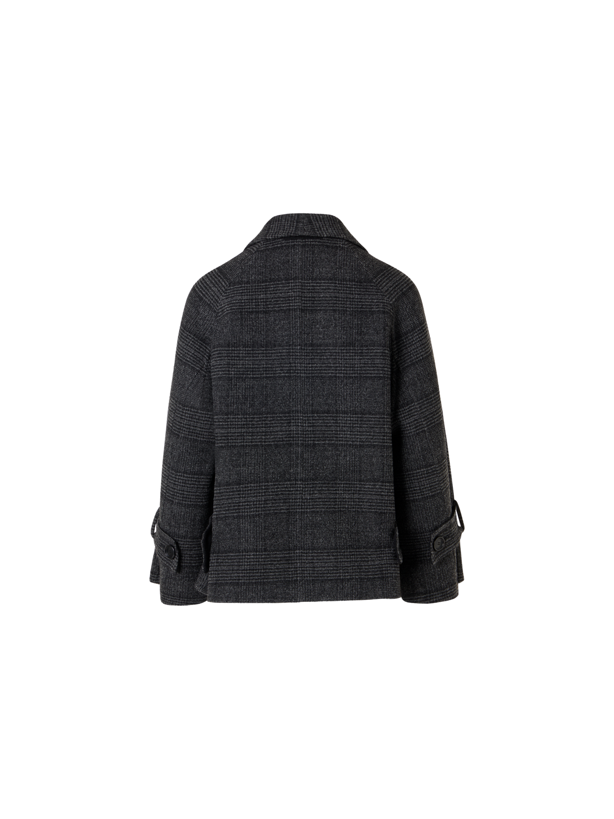 Designer Kurze A-Linien-Jacke mit Glencheck - Schwarz - Grau - Bunt