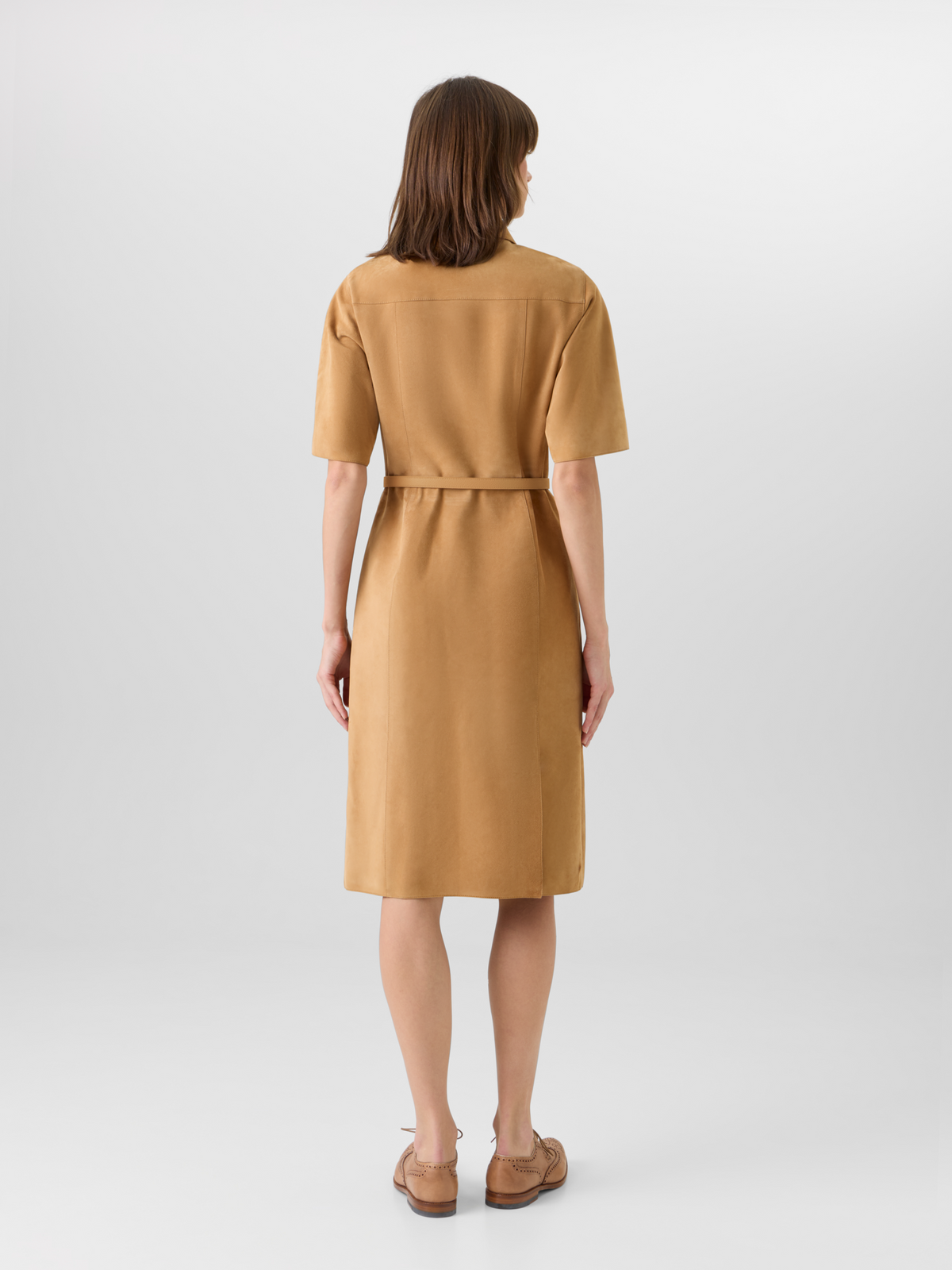 Designer Kurzärmeliges Hemdblusenkleid aus Wildleder 