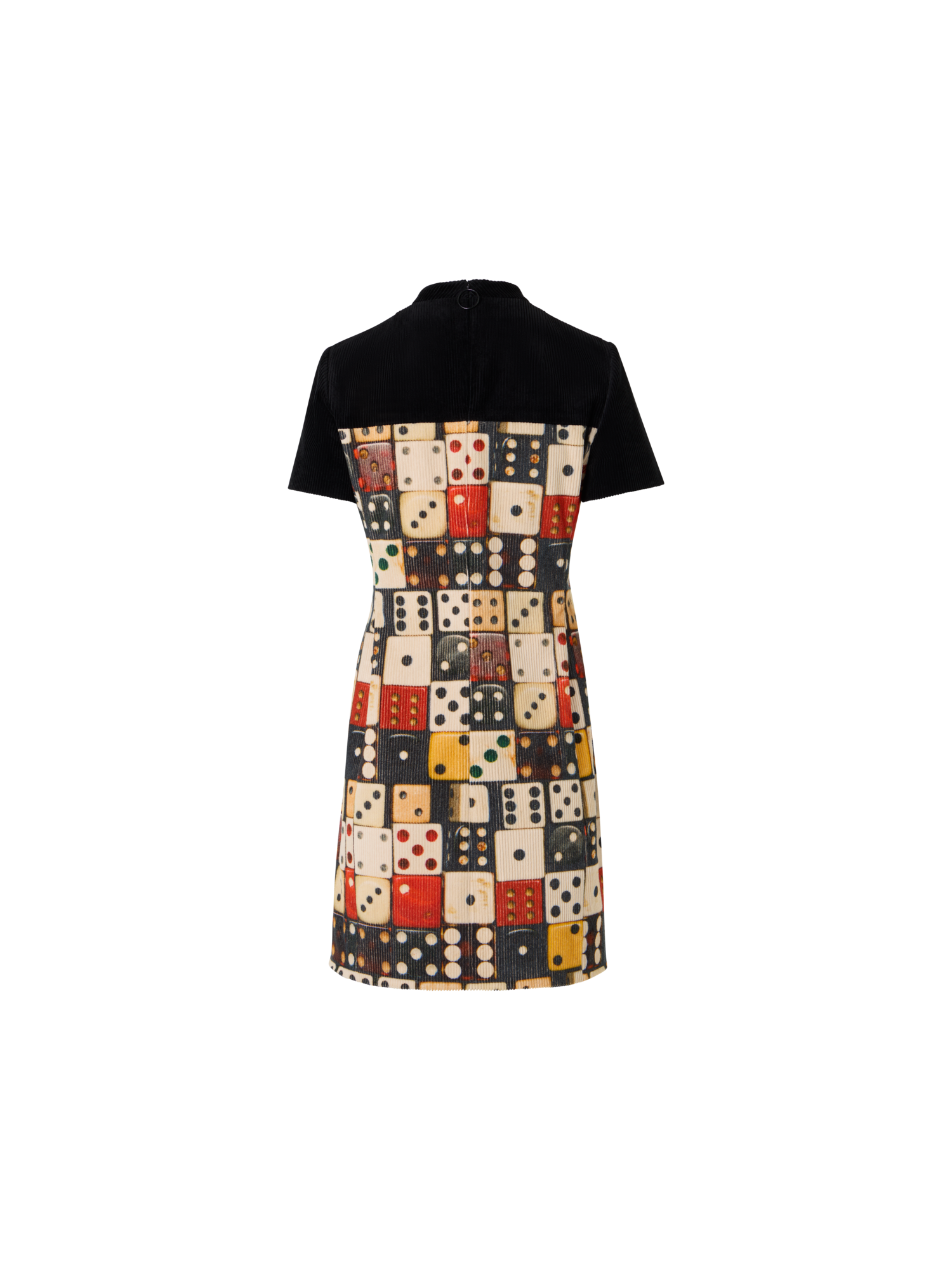 Designer Minikleid aus Baumwollcord mit Dice Print - Bunt - Schwarz