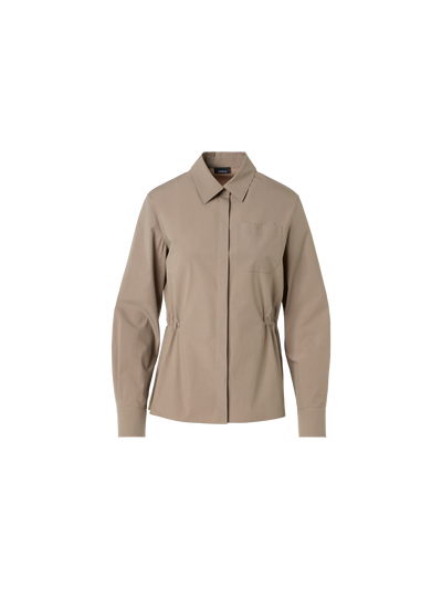 Designer Hemd aus Baumwoll-Popeline mit Tunnelzug an der Taille - Beige