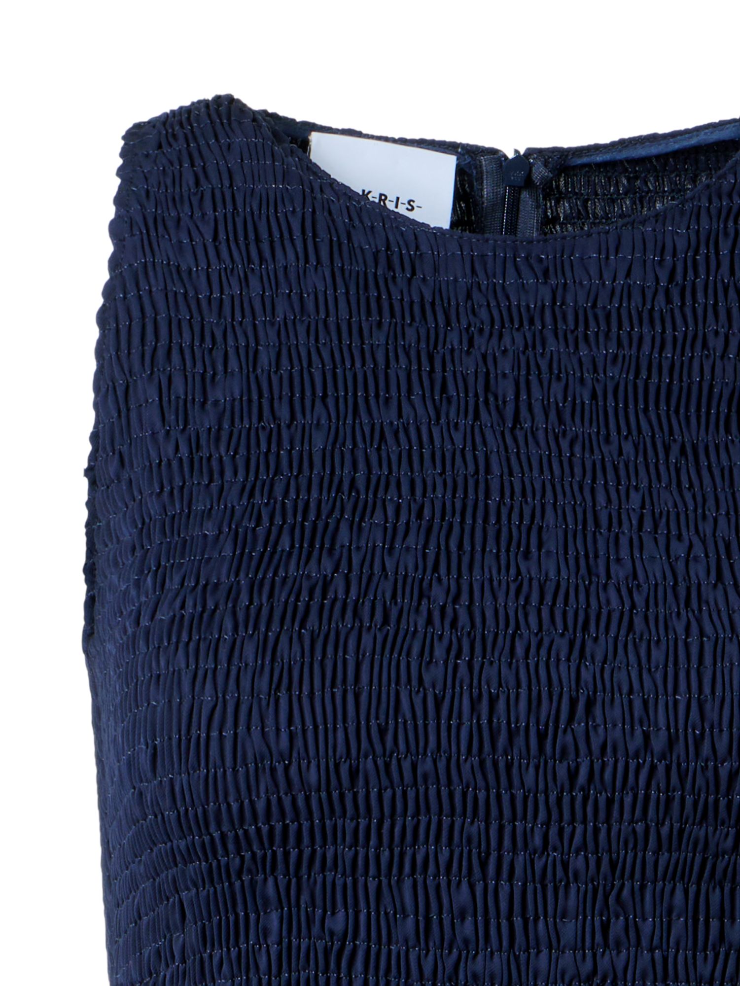 Designer Tailliertes gesmoktes Midikleid in A-Linie aus Georgette - Dunkelblau - Blau