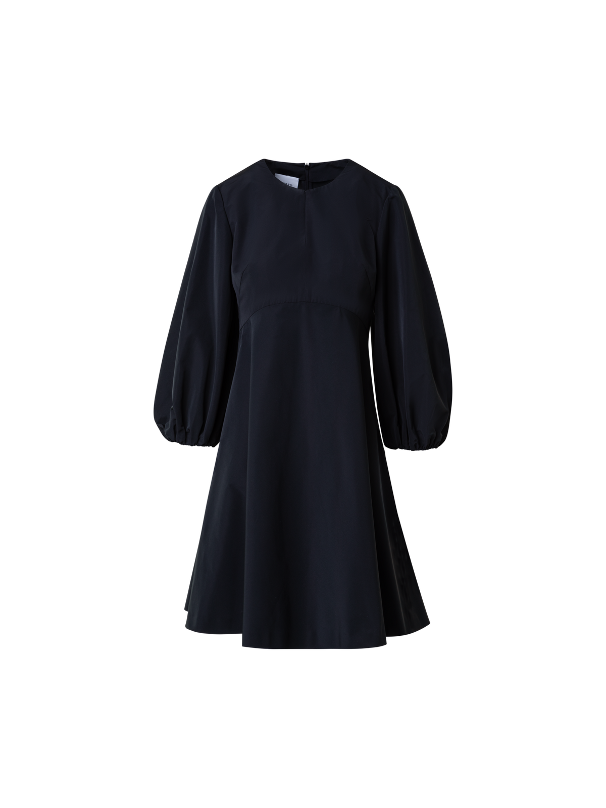 Designer A-Linien-Kleid mit Volumenärmeln - Schwarz