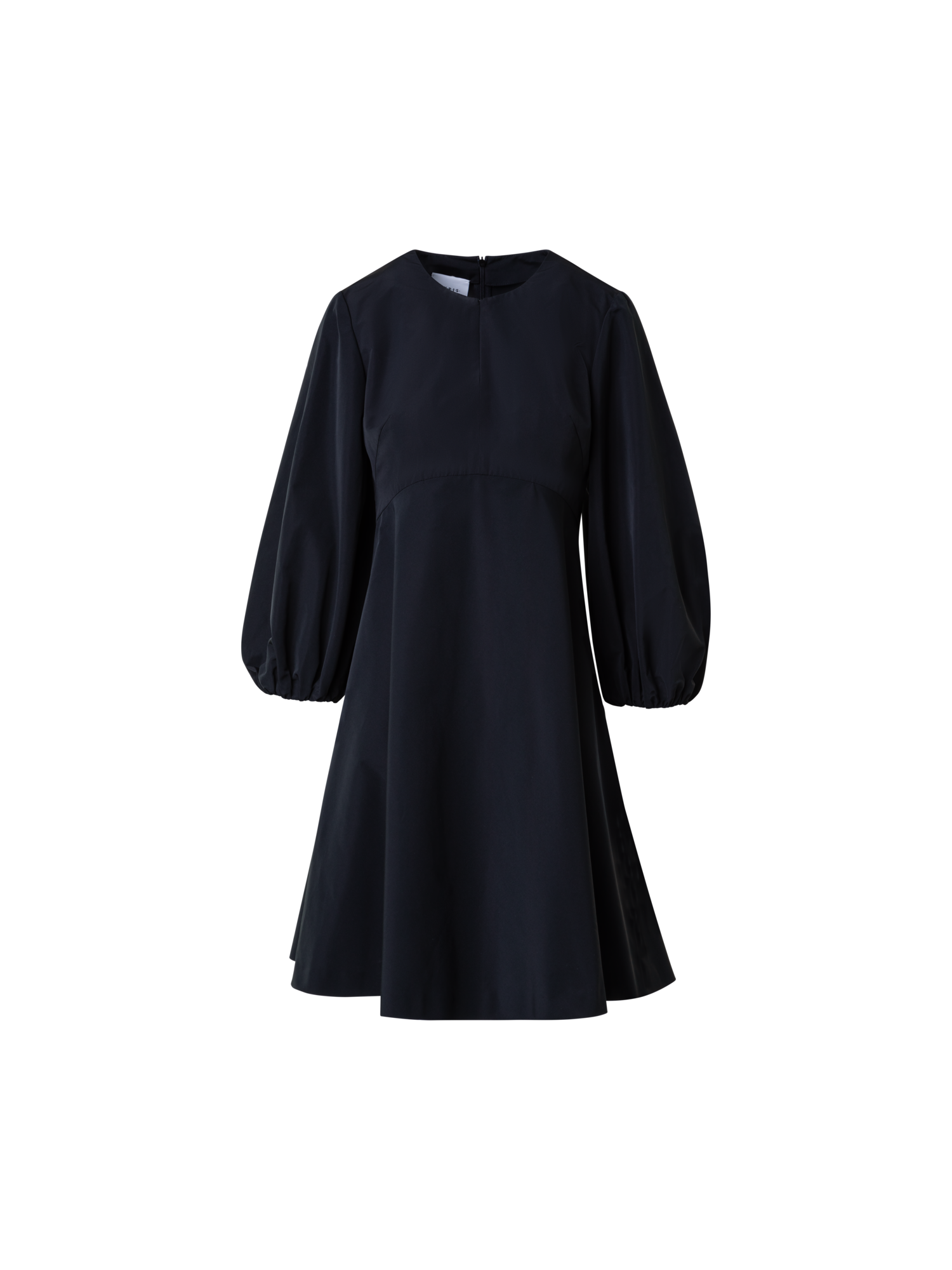 Designer A-Linien-Kleid mit Volumenärmeln - Schwarz