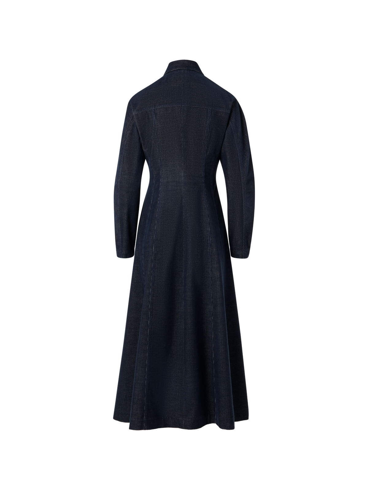 Designer Fit-and-Flare Midikleid aus Changeant-Mikrocord - Dunkelblau