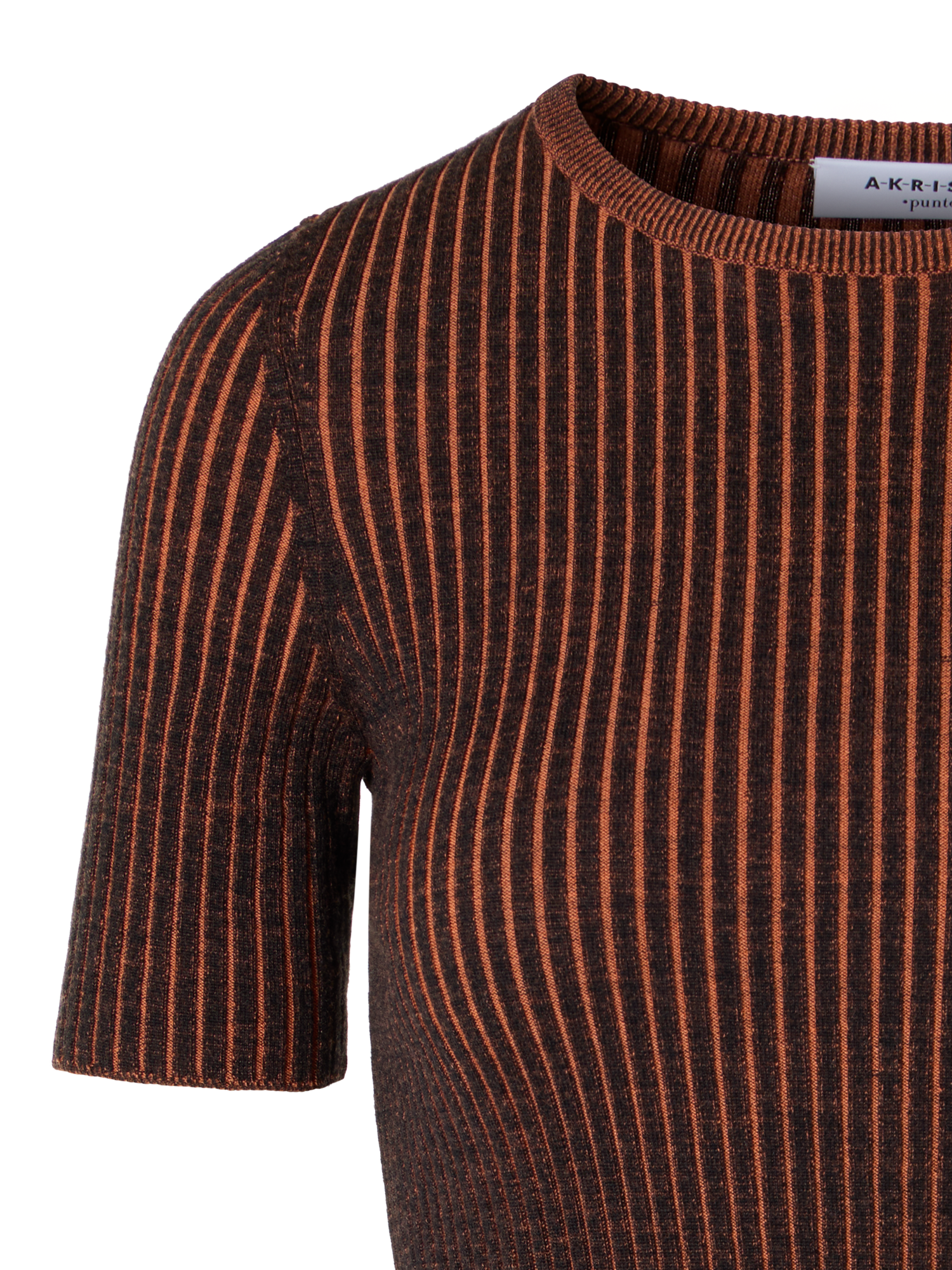 Designer Kurzärmeliger Strickpullover aus Merinowolle - Bunt