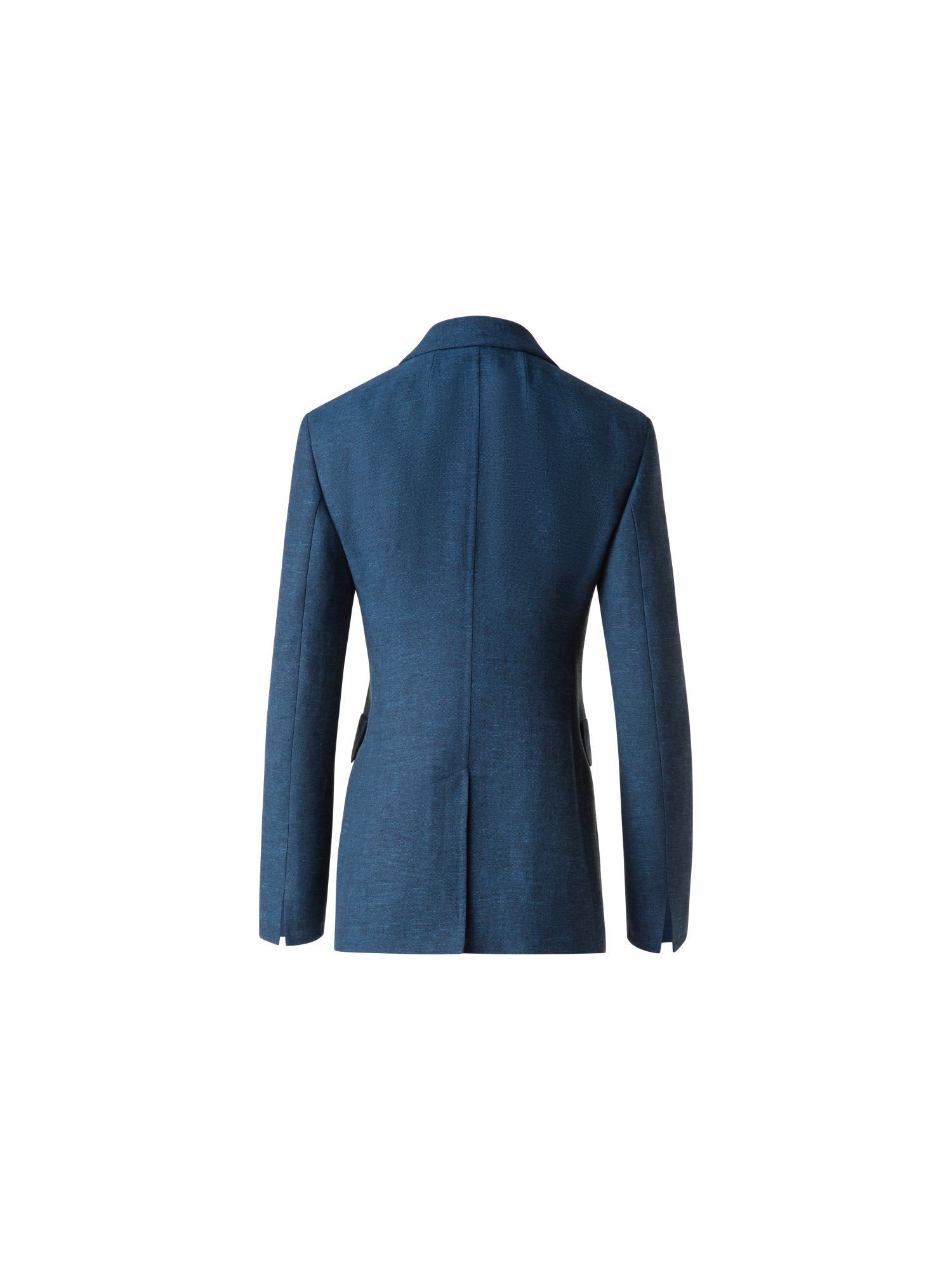 Designer Langer Blazer aus Leinen Doubleface - Blau