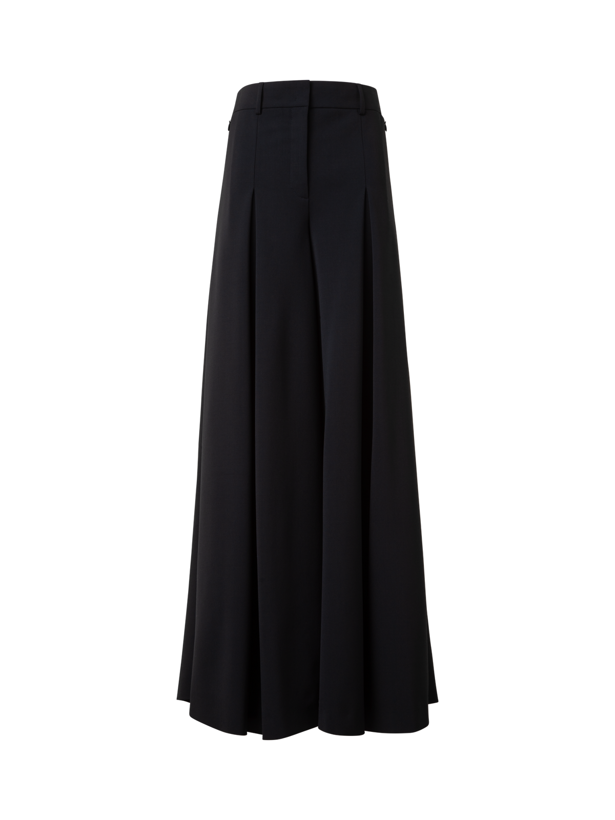 Designer Extra Weite Palazzo-Hose aus Woll-Twill-Stretch - Schwarz