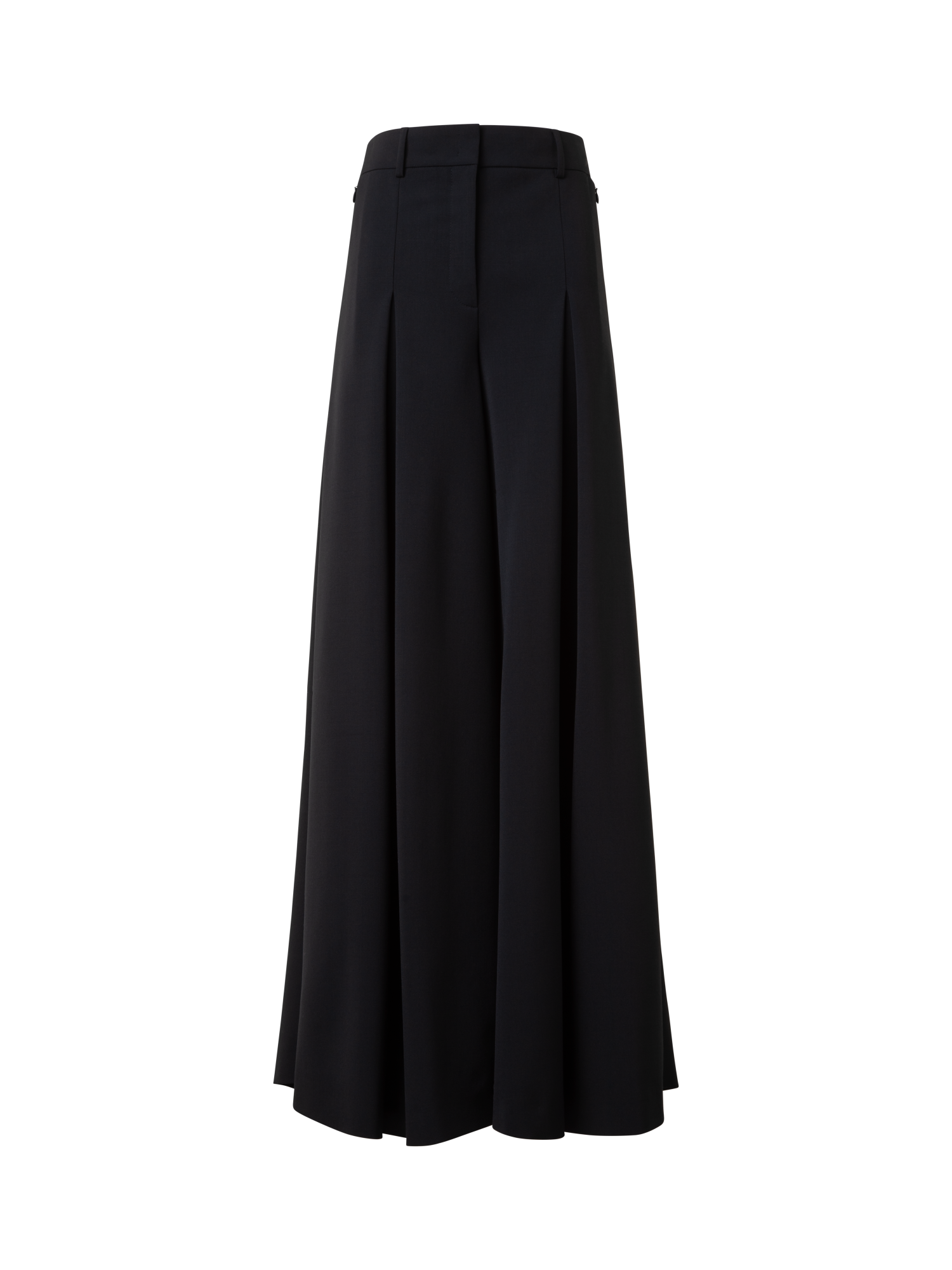 Designer Extra Weite Palazzo-Hose aus Woll-Twill-Stretch - Schwarz