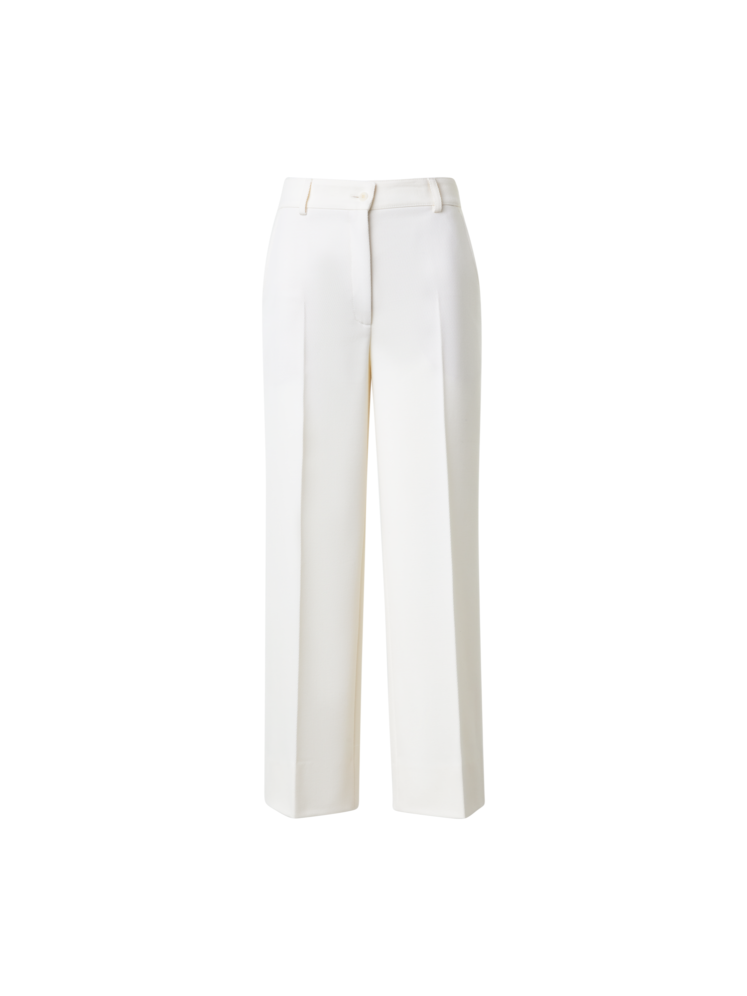 Designer Cropped Gerade Hose aus Wolltrikotin - Ecru - Weiss