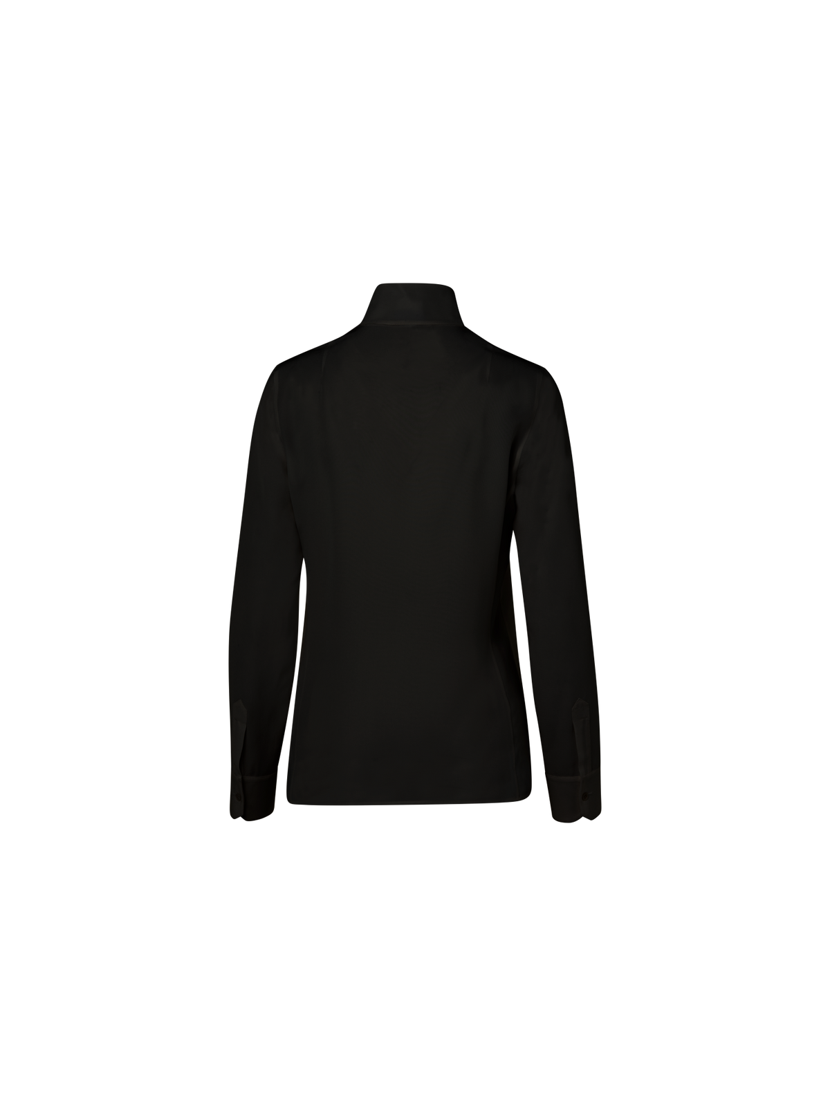 Designer Seidenbluse mit Stehkragen - Schwarz