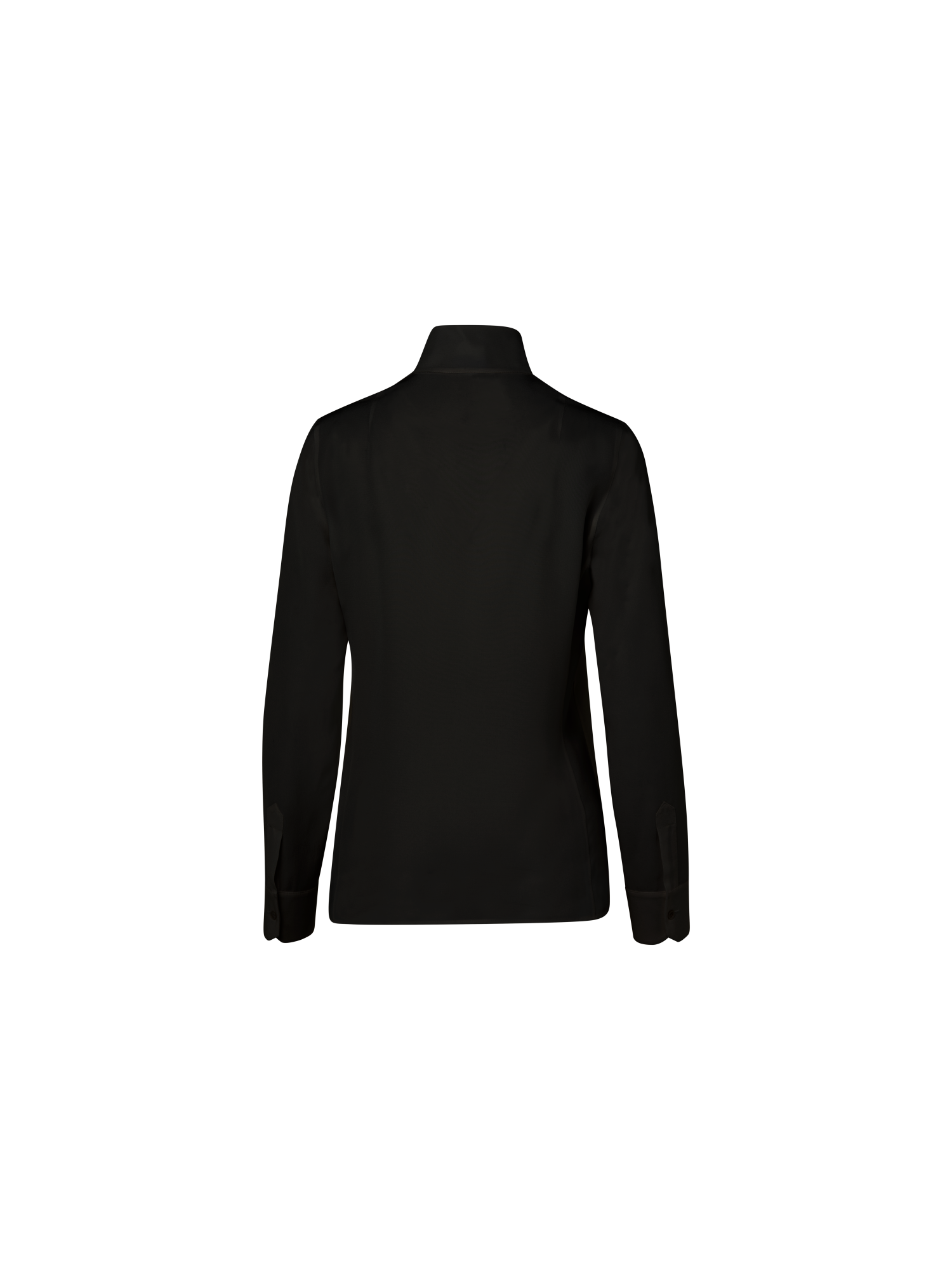 Designer Seidenbluse mit Stehkragen - Schwarz