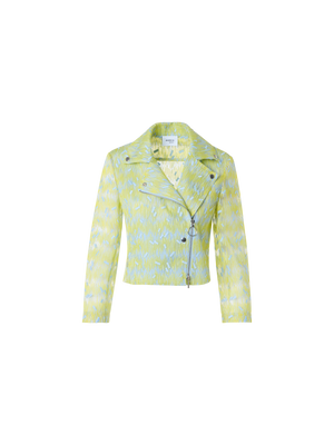 Designer Bikerjacke aus Tüll mit Scribble-Dot-Stickerei