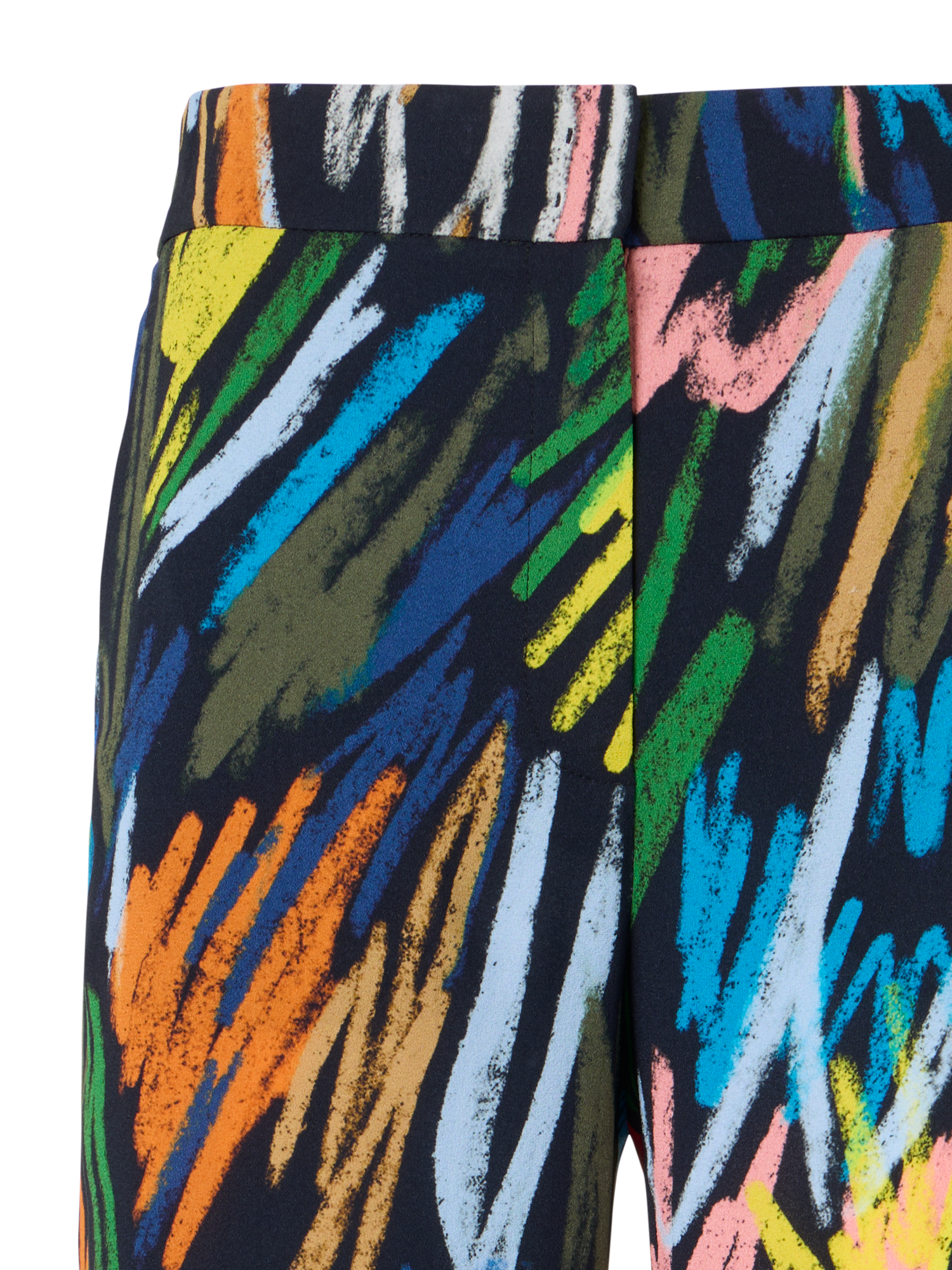 Designer Marlon Cropped Hose mit Scribble-Druck und elastischem Bund - Schwarz - Bunt