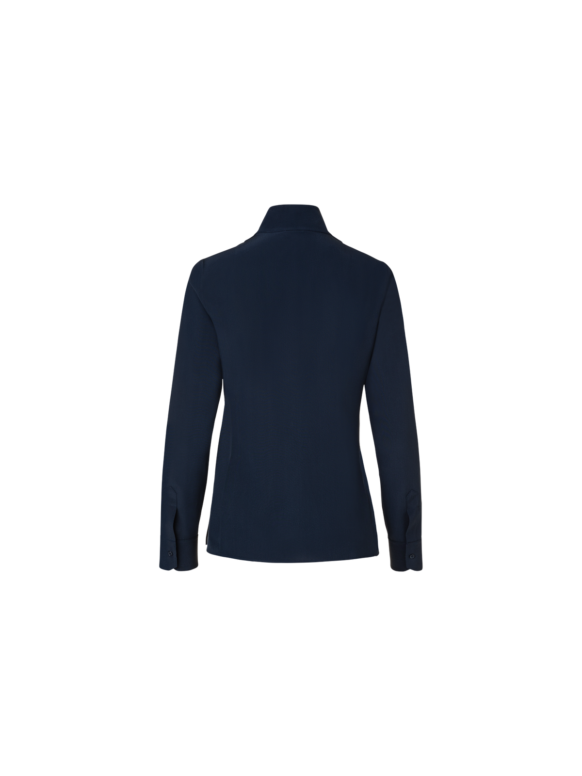 Designer Seidenbluse mit Stehkragen - Dunkelblau - Blau