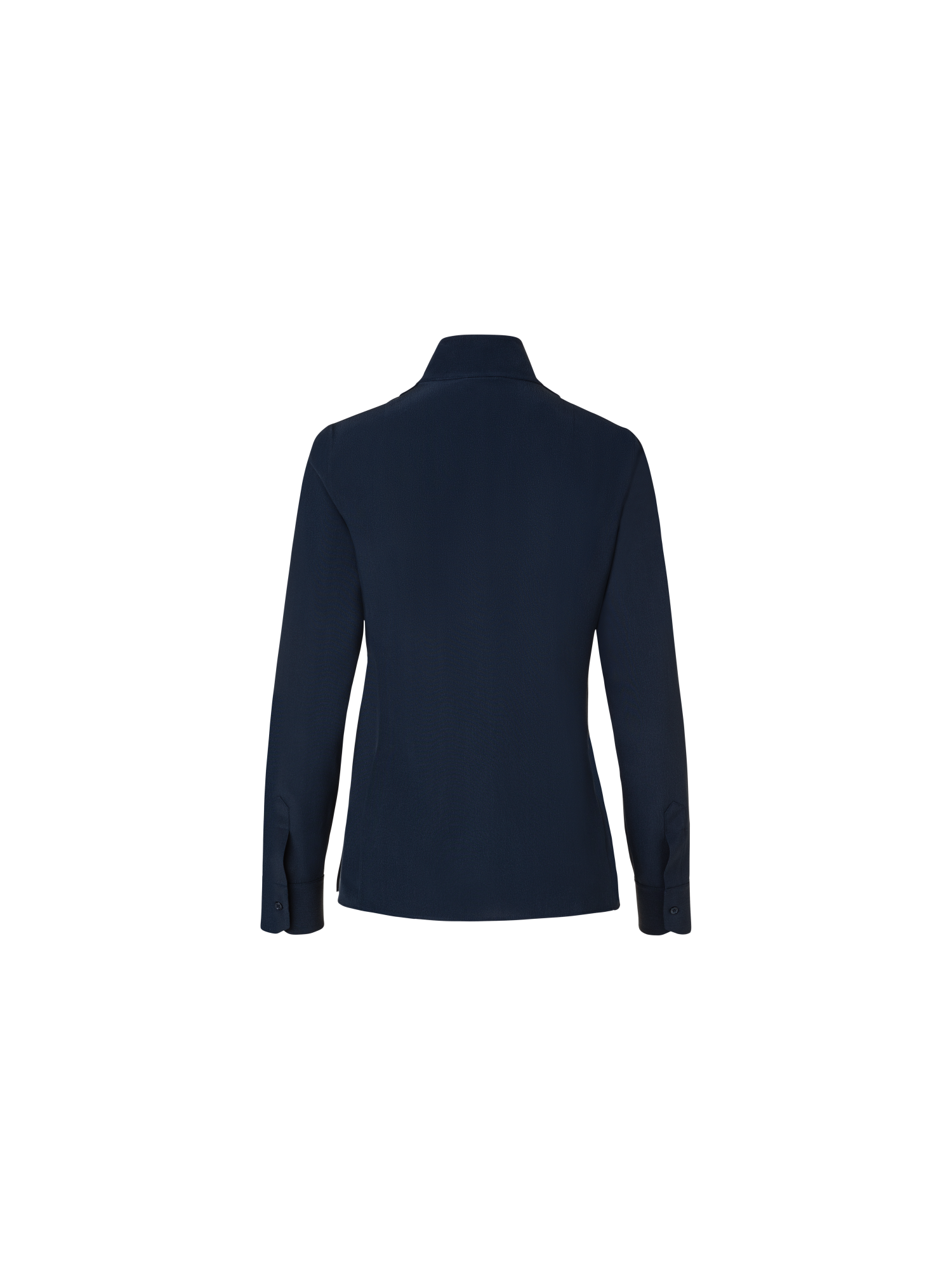 Designer Seidenbluse mit Stehkragen - Dunkelblau - Blau