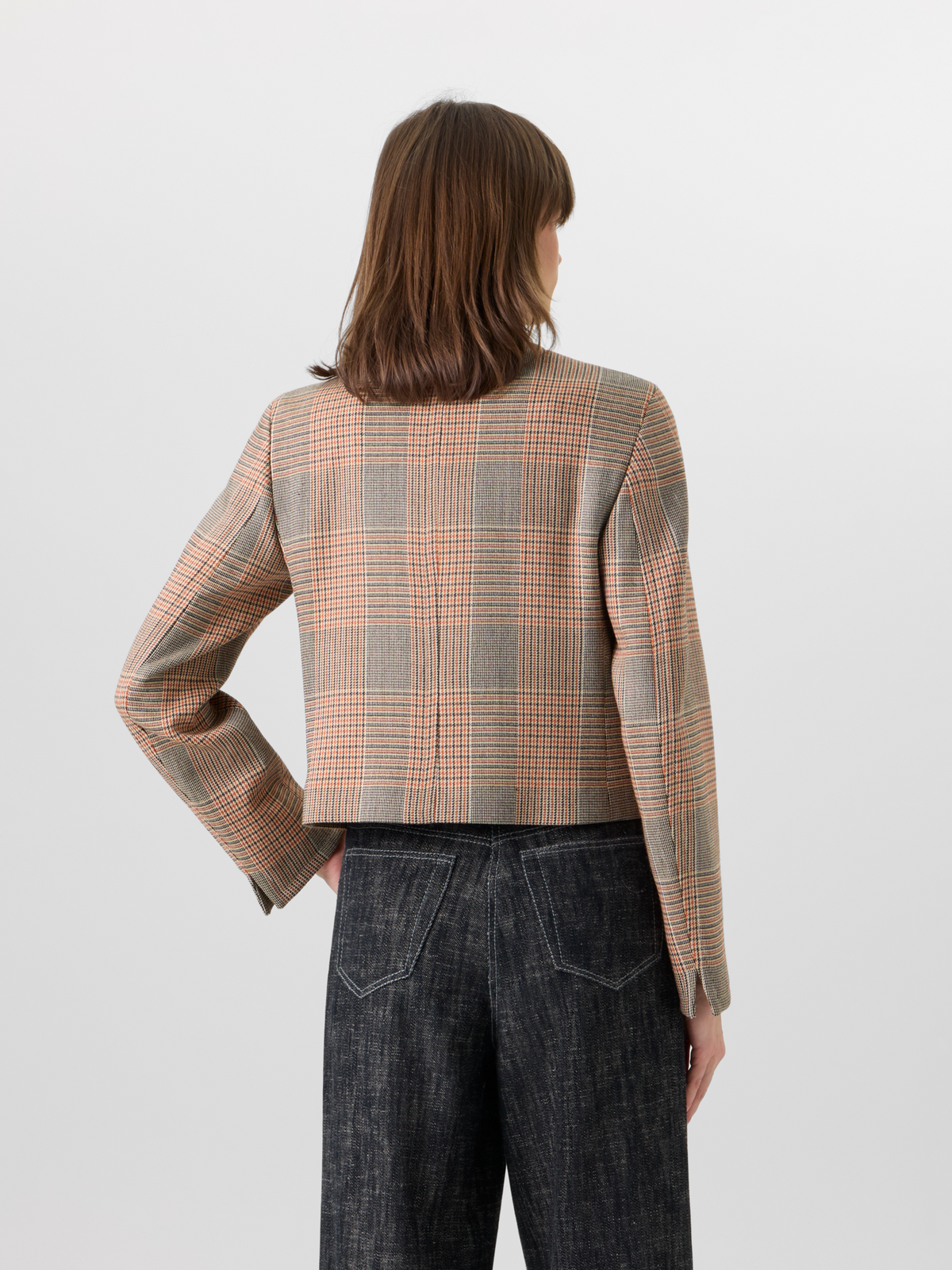 Designer Langärmelige Jacke aus Glencheck auf schwerem Woll-Twill - Bunt #editorial