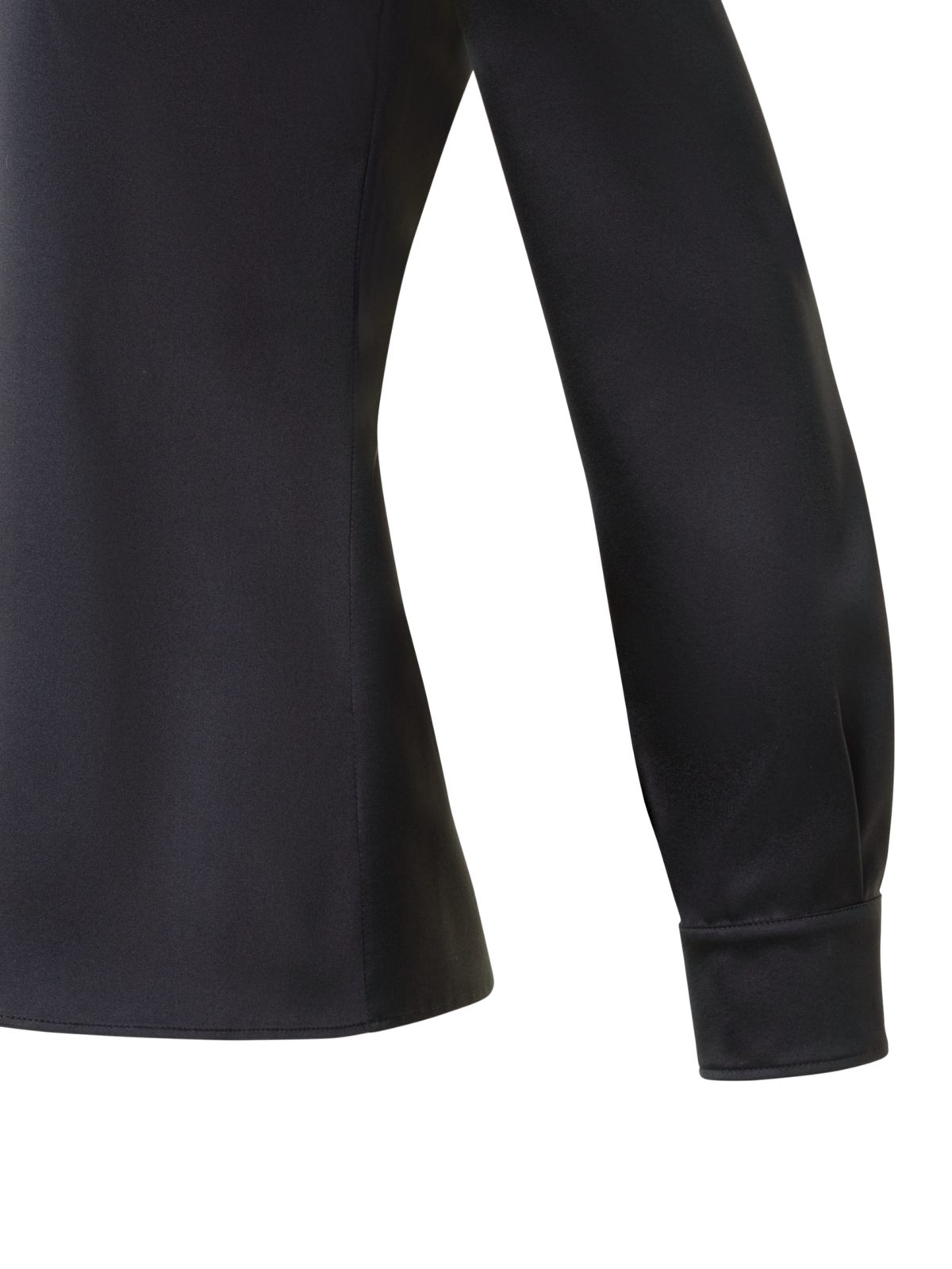 Designer Stretch-Seidensatin Hemdbluse - Schwarz