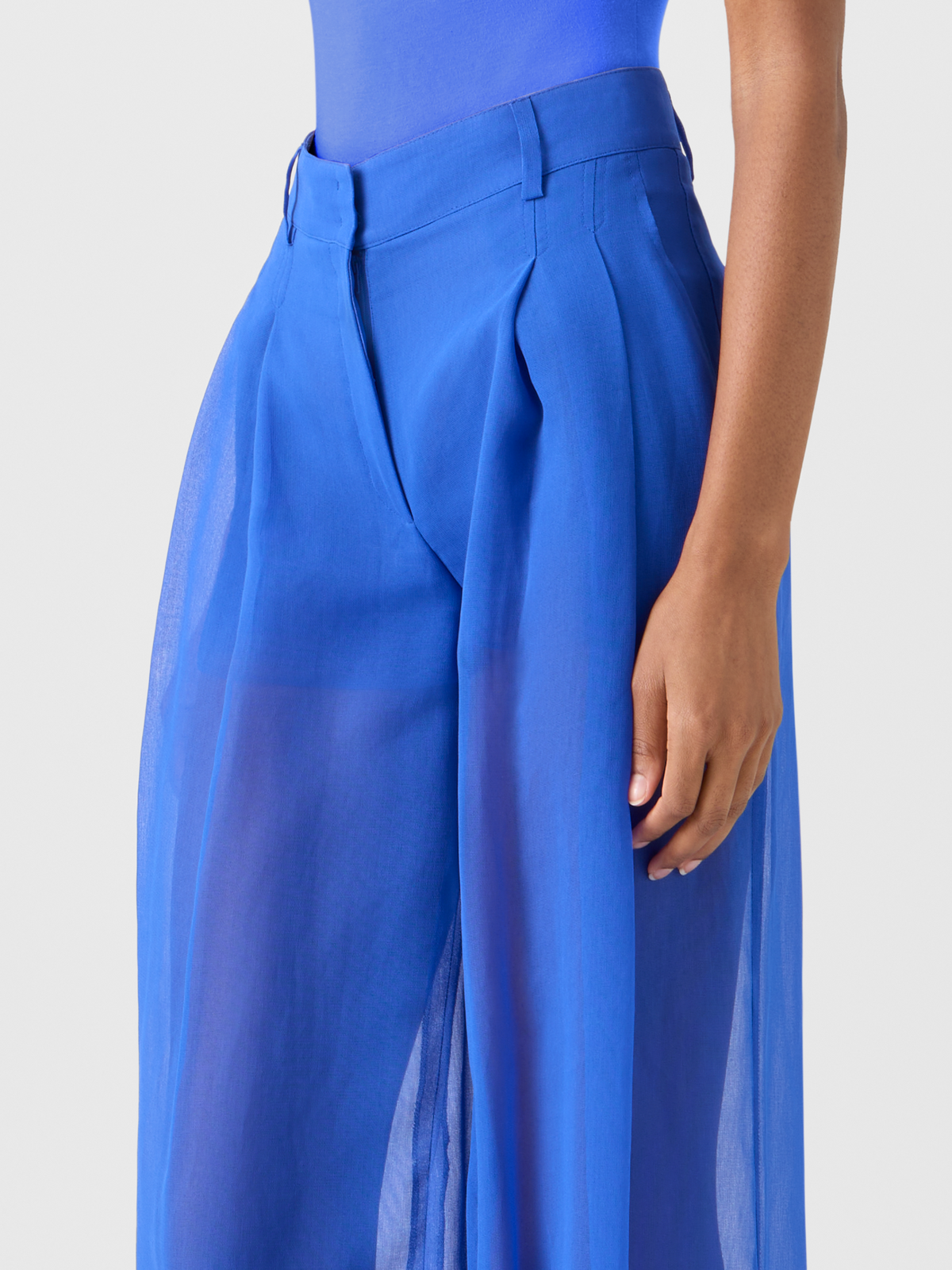 Designer Cassie weite transparente Hose aus Seidenorganza