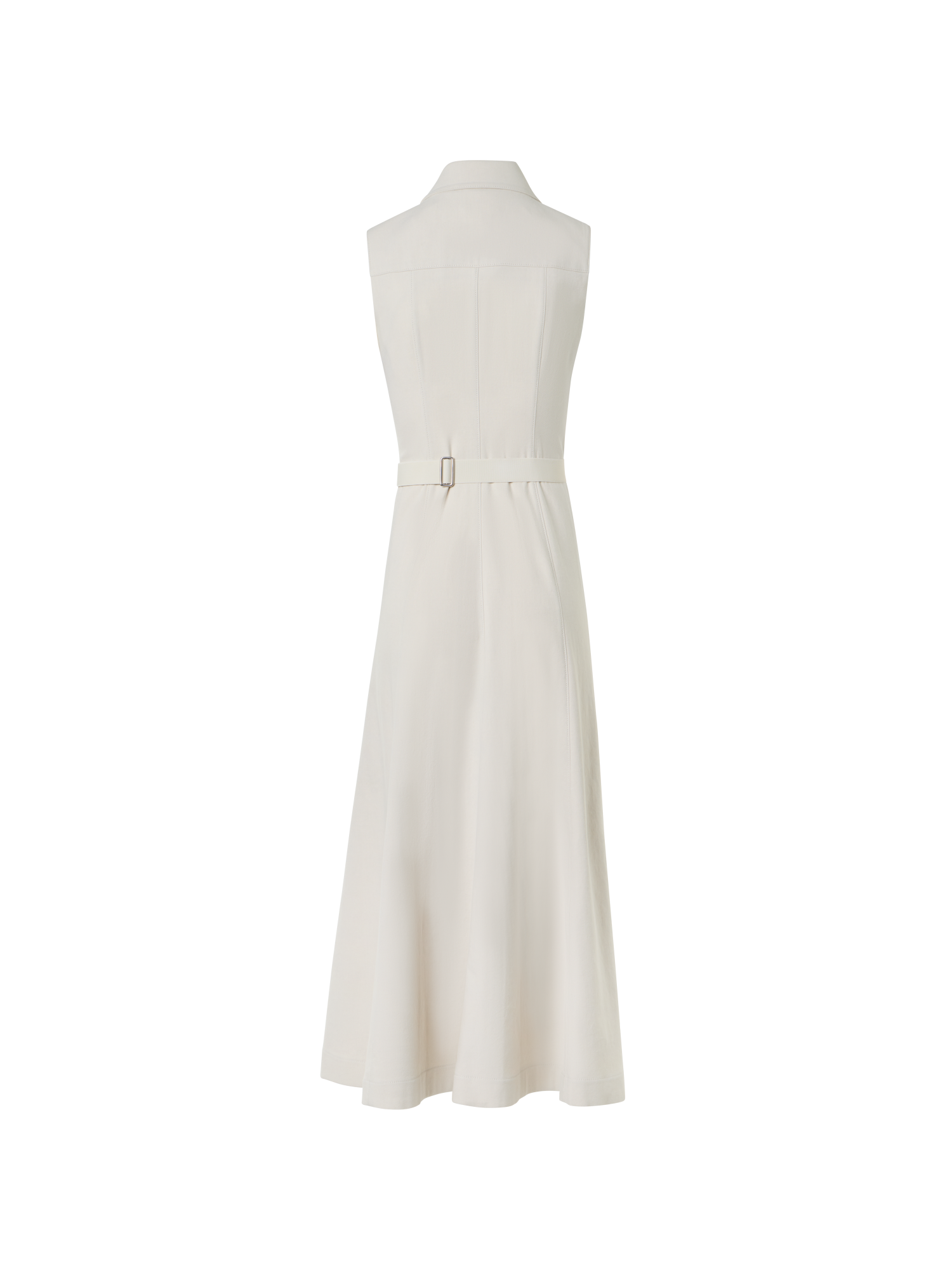 Designer Ärmelloses Midi-Hemdkleid aus Baumwoll-Denim - Grau - Beige
