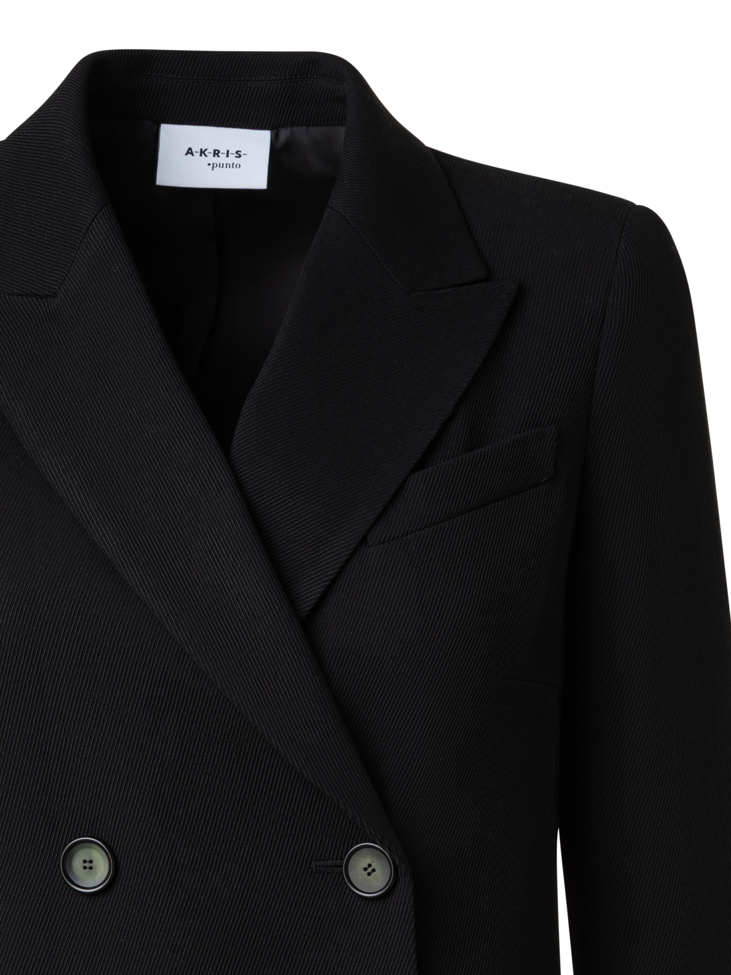 Designer Zweireihiger Lonblazer aus Woll-Trikotine - Schwarz