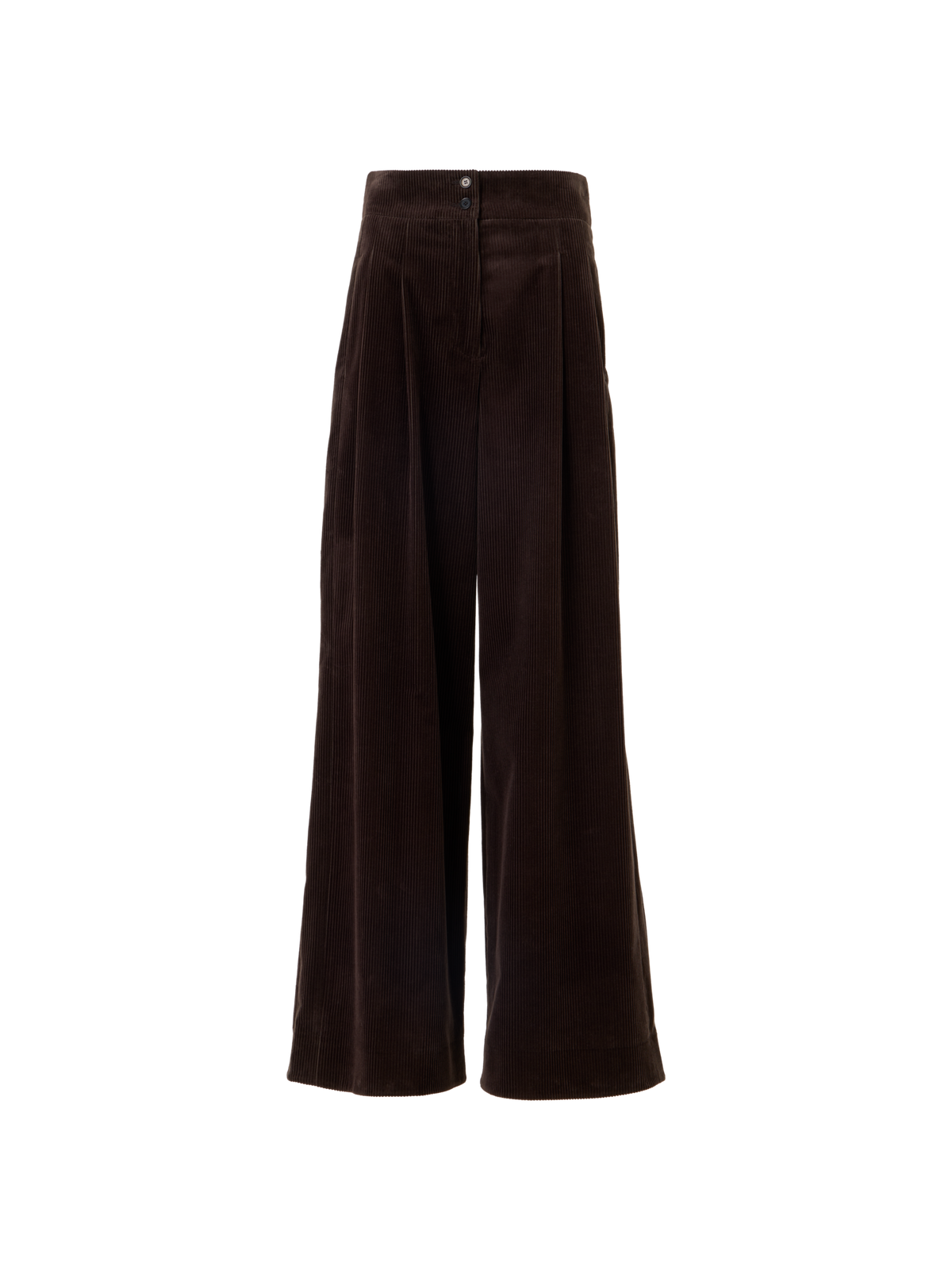 Designer Weite Bundfaltenhose aus Baumwollcord - Braun