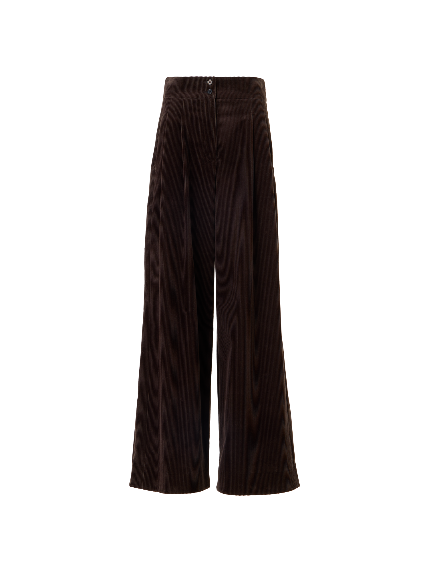 Designer Weite Bundfaltenhose aus Baumwollcord - Braun