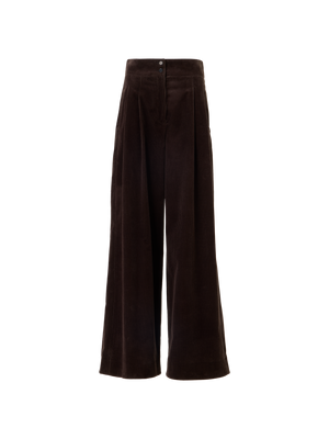 Designer Weite Bundfaltenhose aus Baumwollcord - Braun